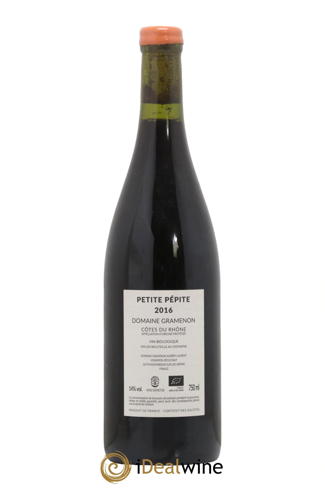 Côtes du Rhône Petite Pepite Gramenon 2016 - Lot de 1 bouteille - 1