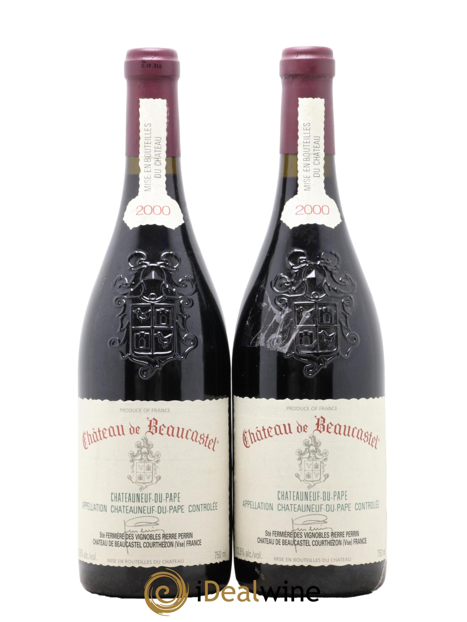 Châteauneuf-du-Pape Château de Beaucastel Famille Perrin 2000 - Lotto di 2 bottiglie - 0