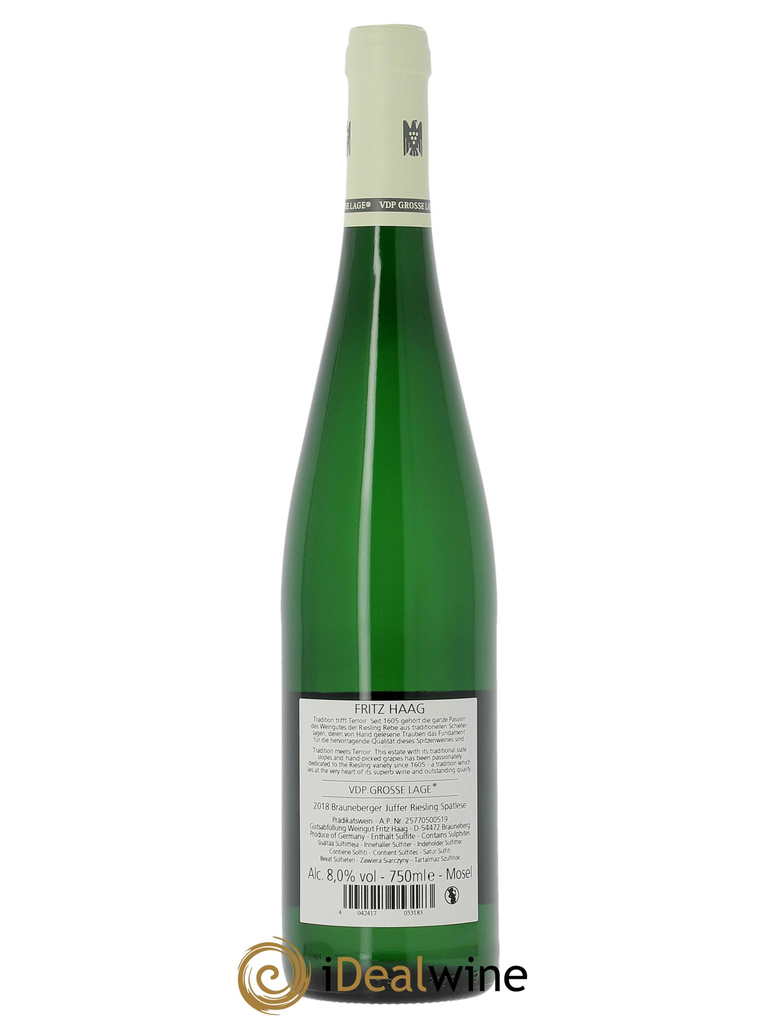 Riesling Fritz Haag Brauneberger Juffer Spätlese  2018 - Lot of 1 bottle - 1