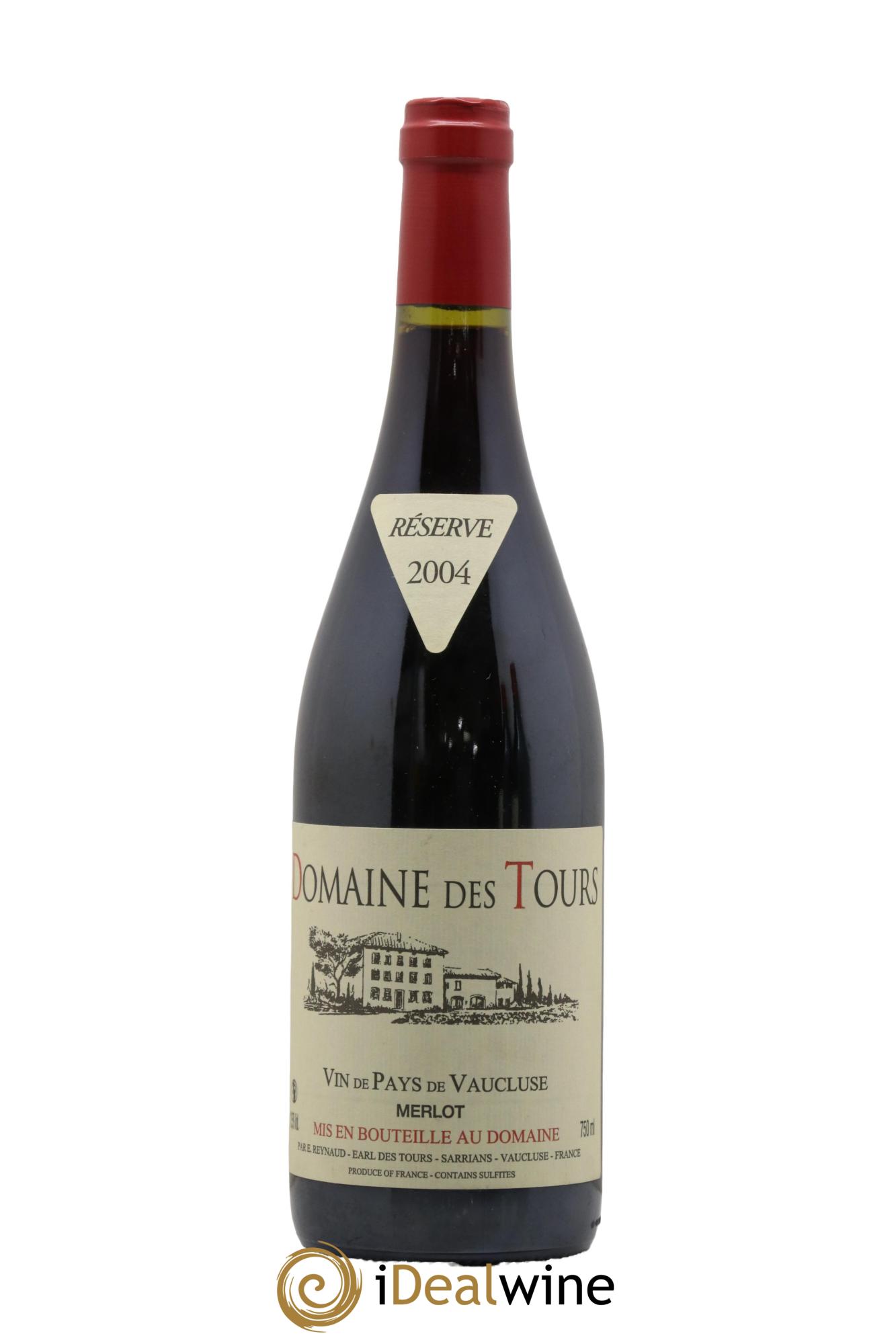 IGP Pays du Vaucluse (Vin de Pays du Vaucluse) Domaine des Tours Merlot Emmanuel Reynaud 2004 - Lot of 1 bottle - 0