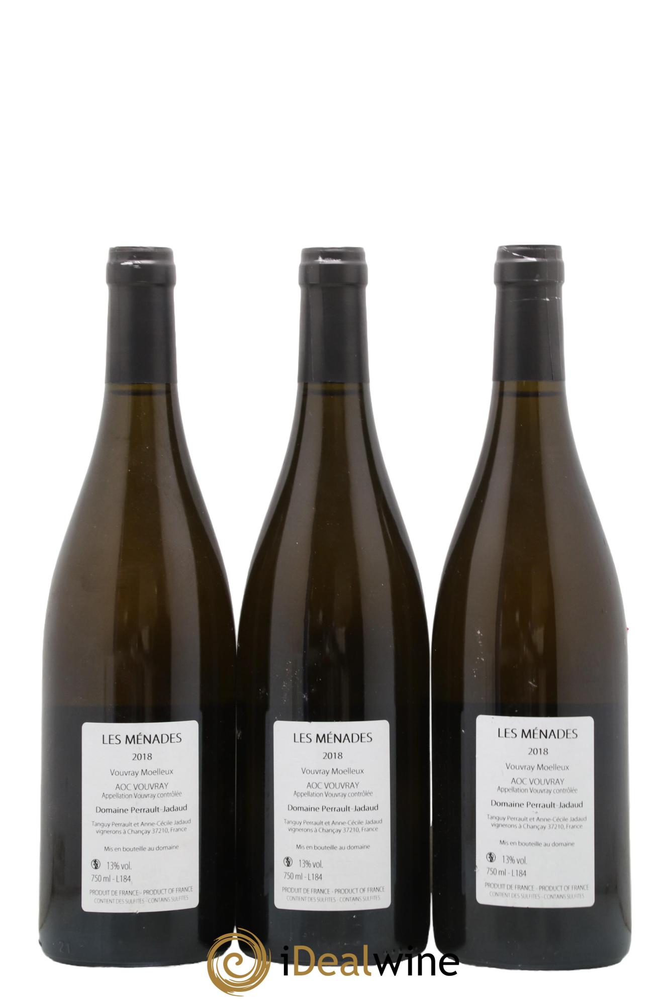 Vouvray Les Ménades Domaine Perrault Jadaud 2018 - Posten von 3 Flaschen - 1