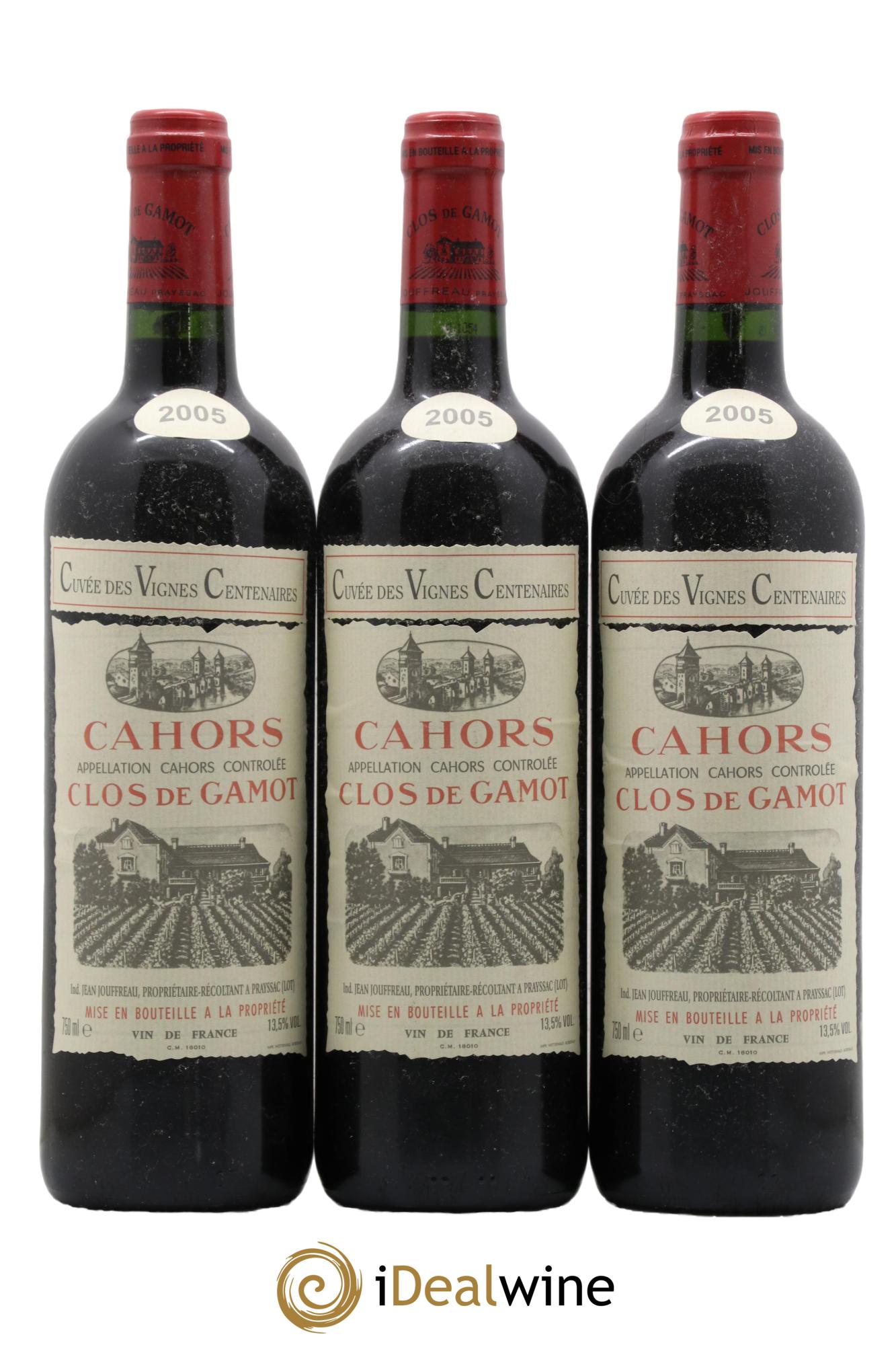 Cahors Clos de Gamot Cuvée des Vignes Centenaires 2005 - Lot de 3 bouteilles - 0