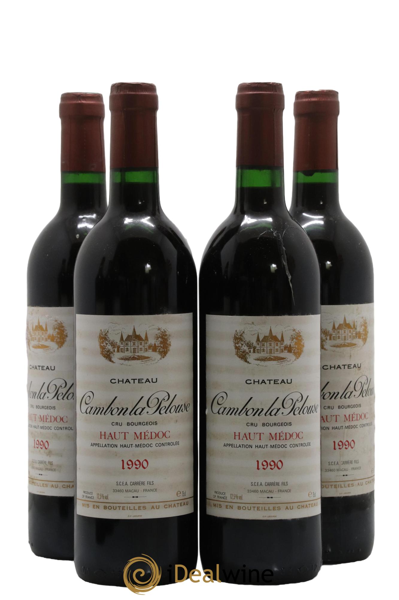 Château Cambon la Pelouse Cru Bourgeois 1990 - Lot de 4 bouteilles - 0