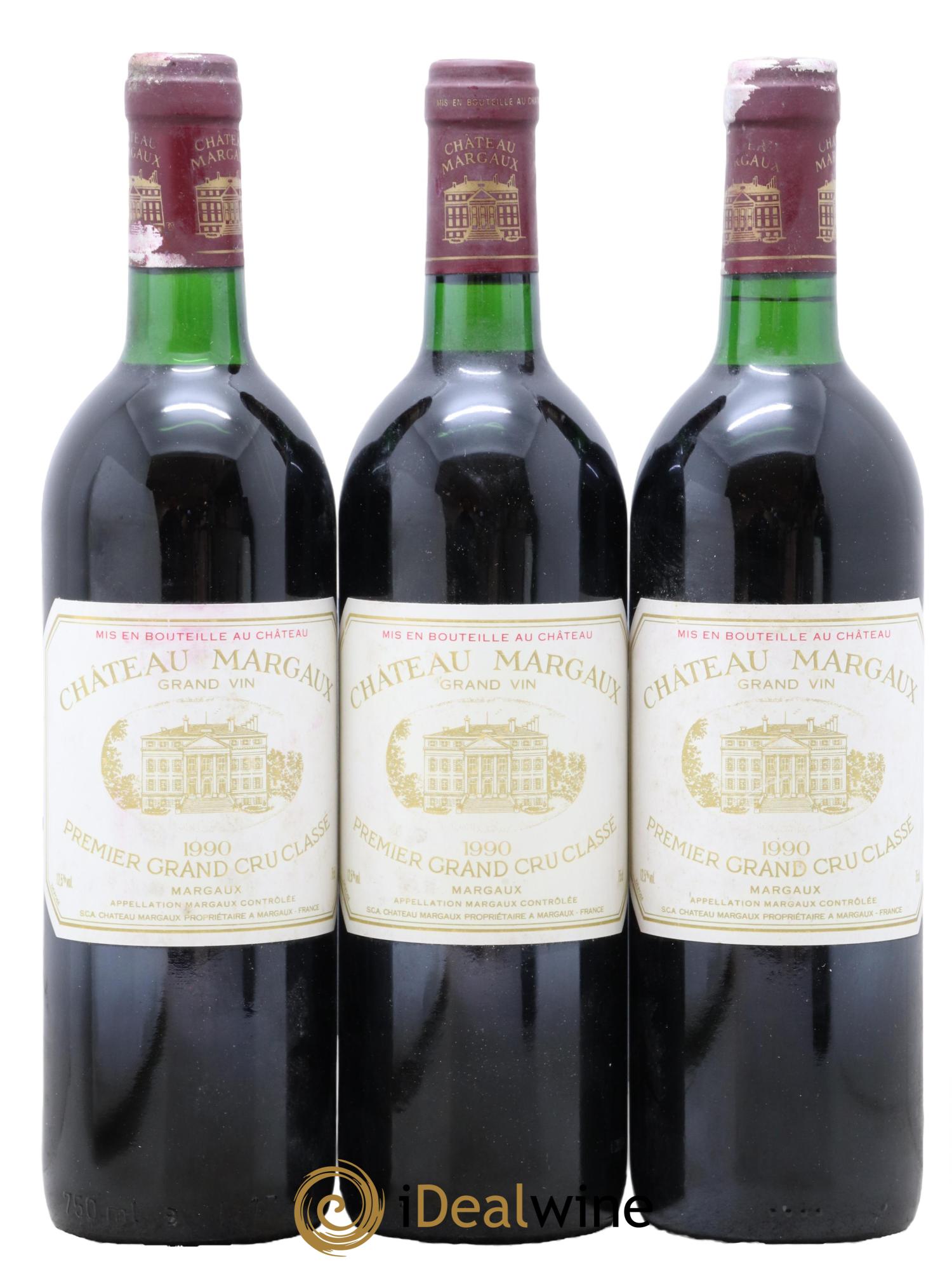 Château Margaux 1er Grand Cru Classé  1990 - Posten von 3 Flaschen - 0