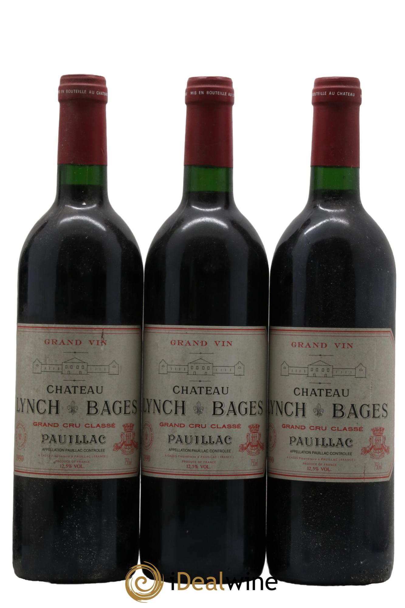 Château Lynch Bages 5ème Grand Cru Classé 1990 - Posten von 3 Flaschen - 0