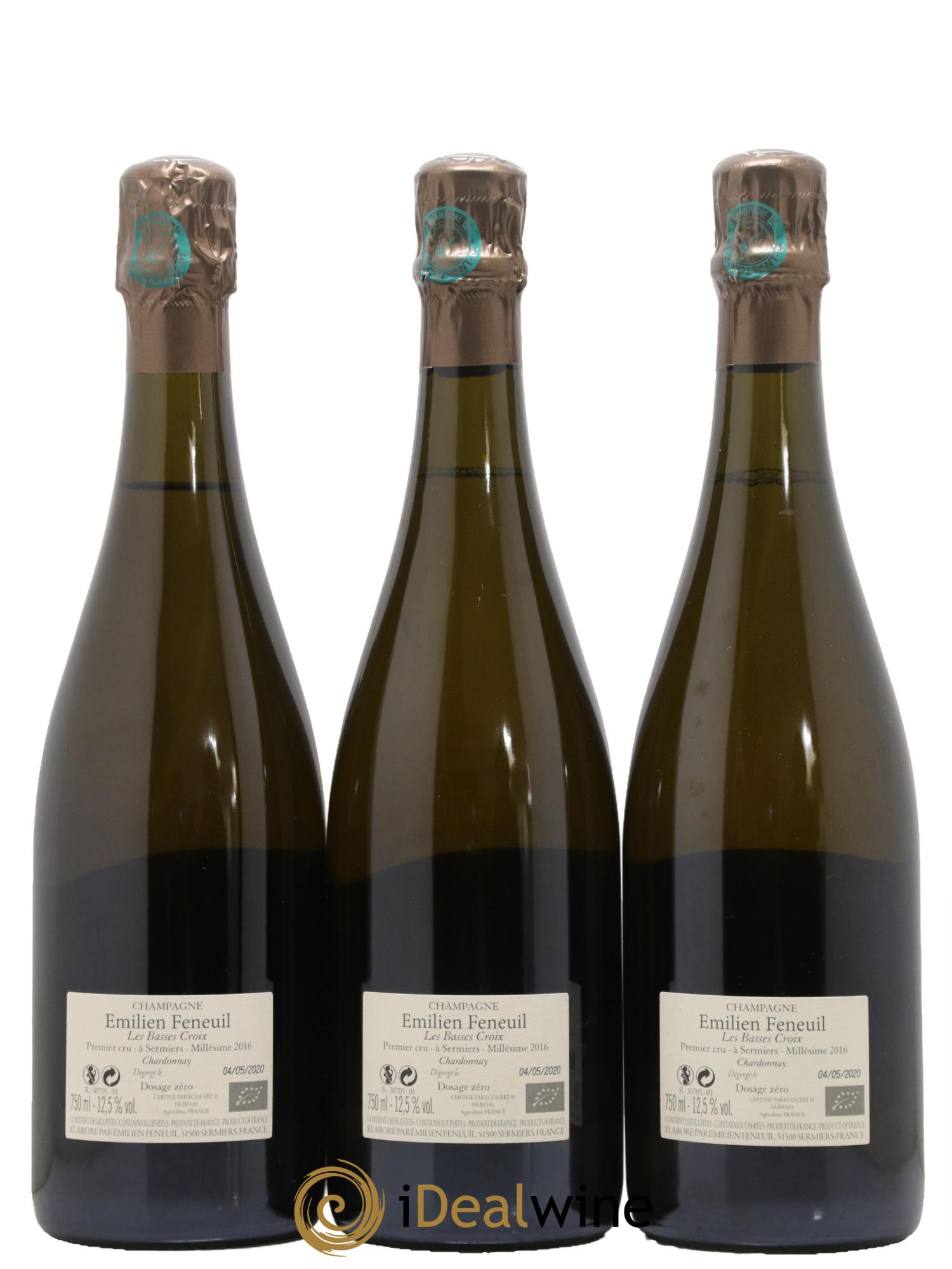 Champagne Les Basses Croix Emilien Feneuil 2016 - Lotto di 3 bottiglie - 1