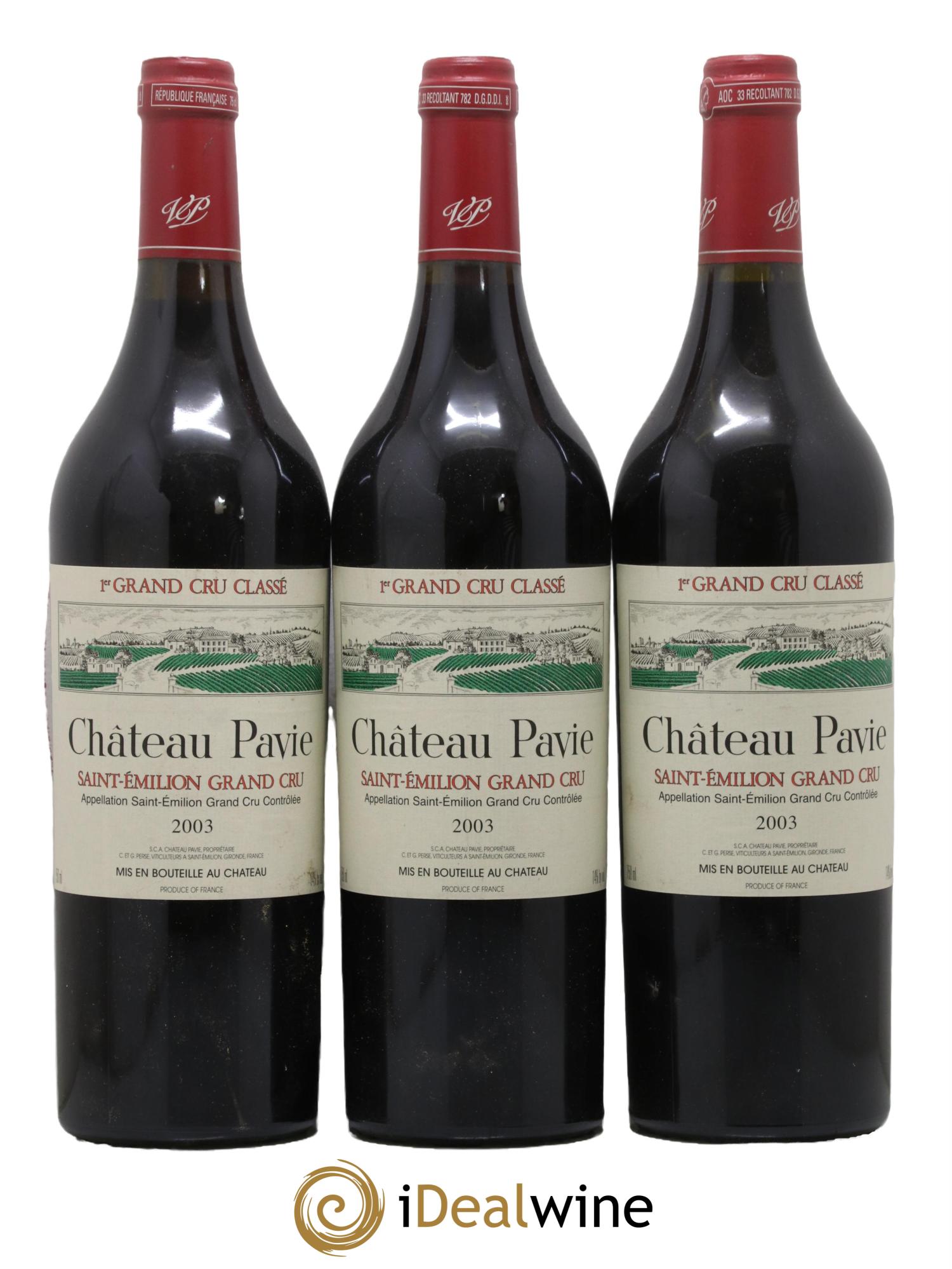 Château Pavie 1er Grand Cru Classé A 2003 - Lot de 3 bouteilles - 0