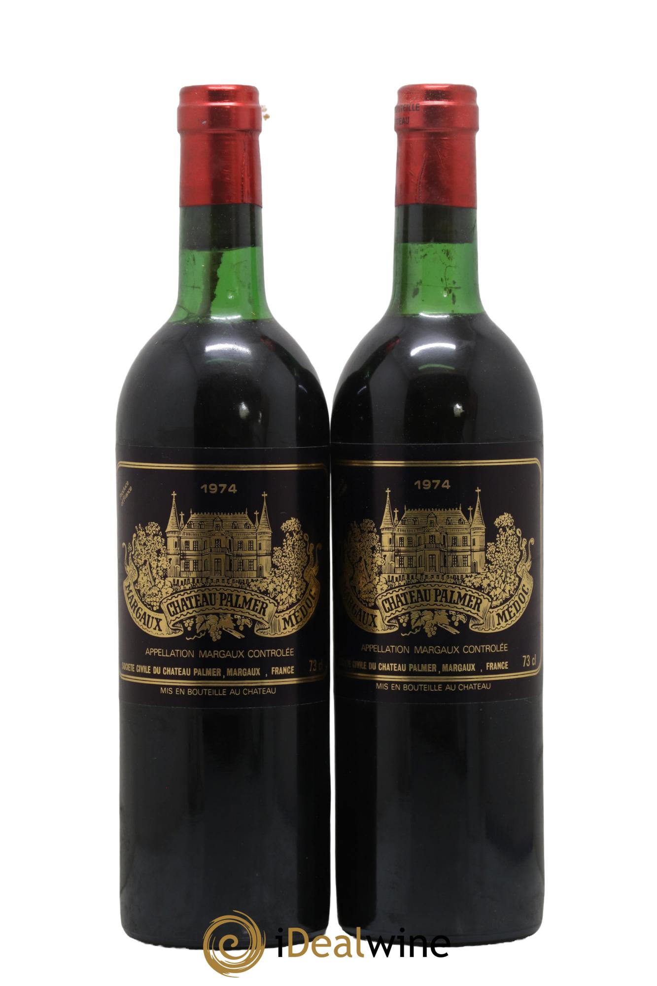 Château Palmer 3ème Grand Cru Classé  1974 - Lot de 2 bouteilles - 0