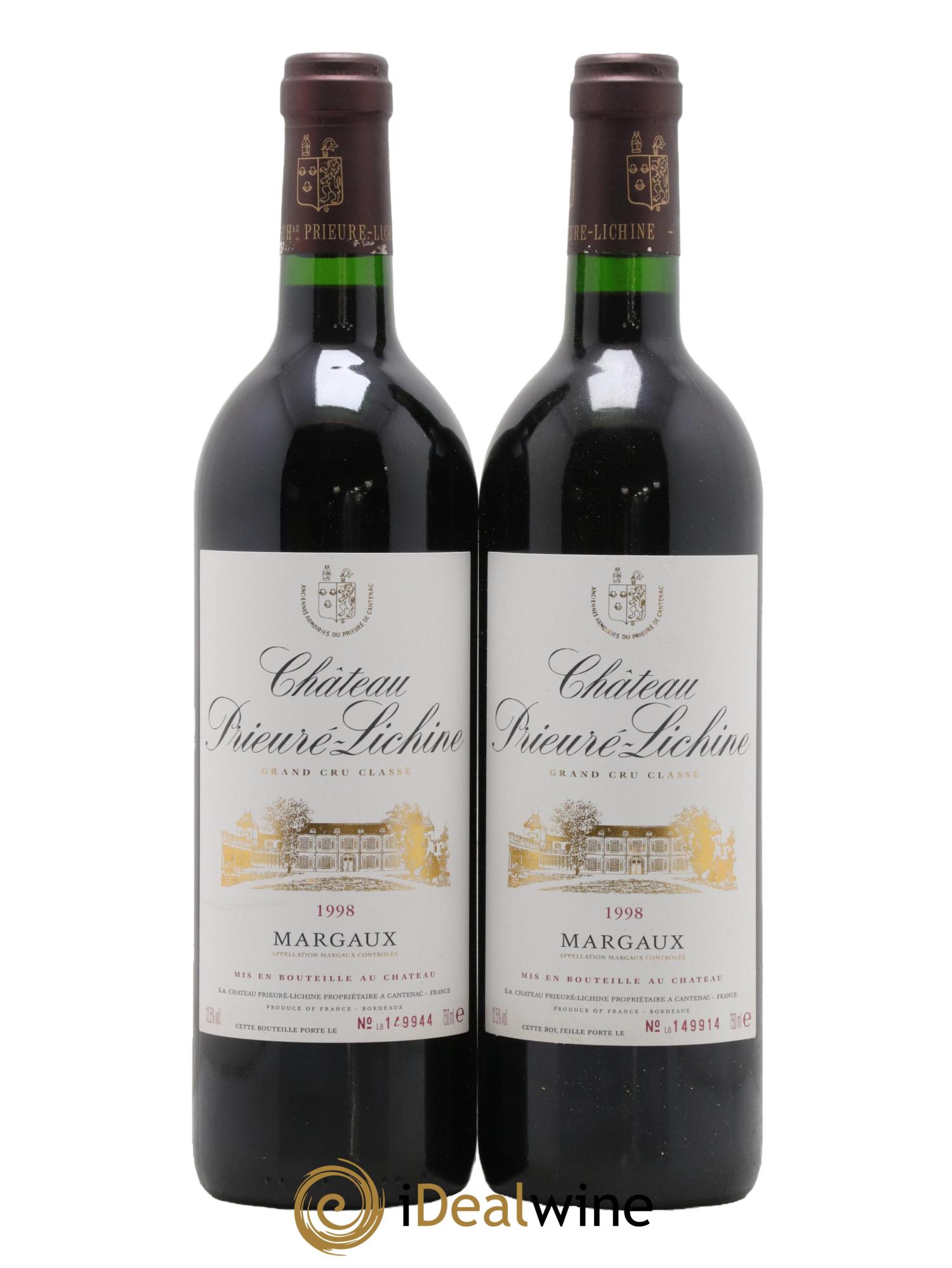 Château Prieuré Lichine 4ème Grand Cru Classé 1998 - Lot de 2 bouteilles - 0