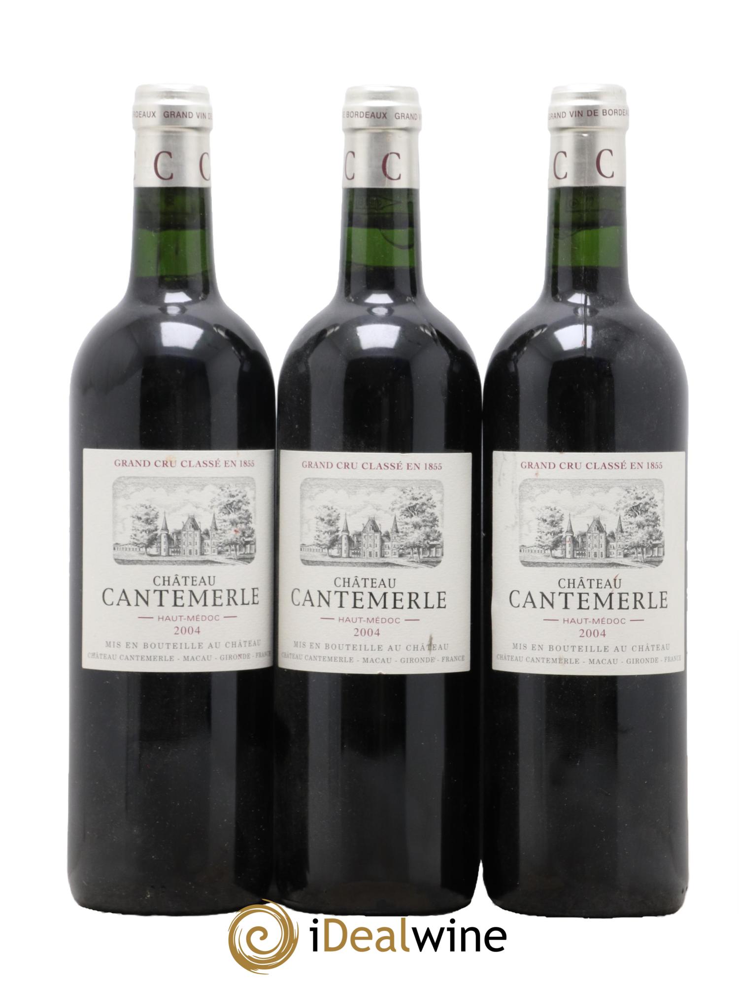 Château Cantemerle 5ème Grand Cru Classé 2004 - Lot de 3 bouteilles - 0