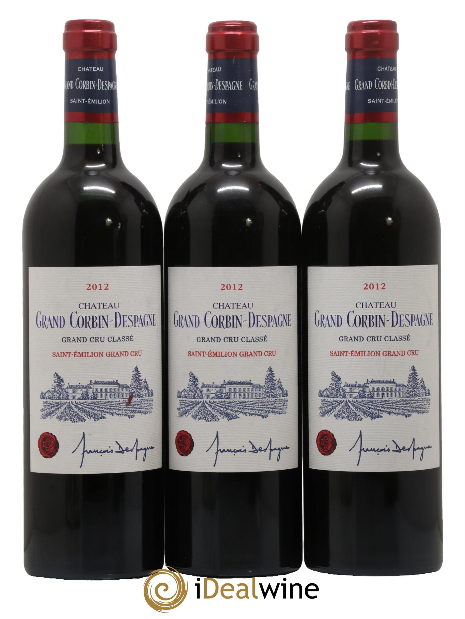 Château Grand Corbin Despagne Grand Cru Classé 2012 - Lot of 3 bottles - 0