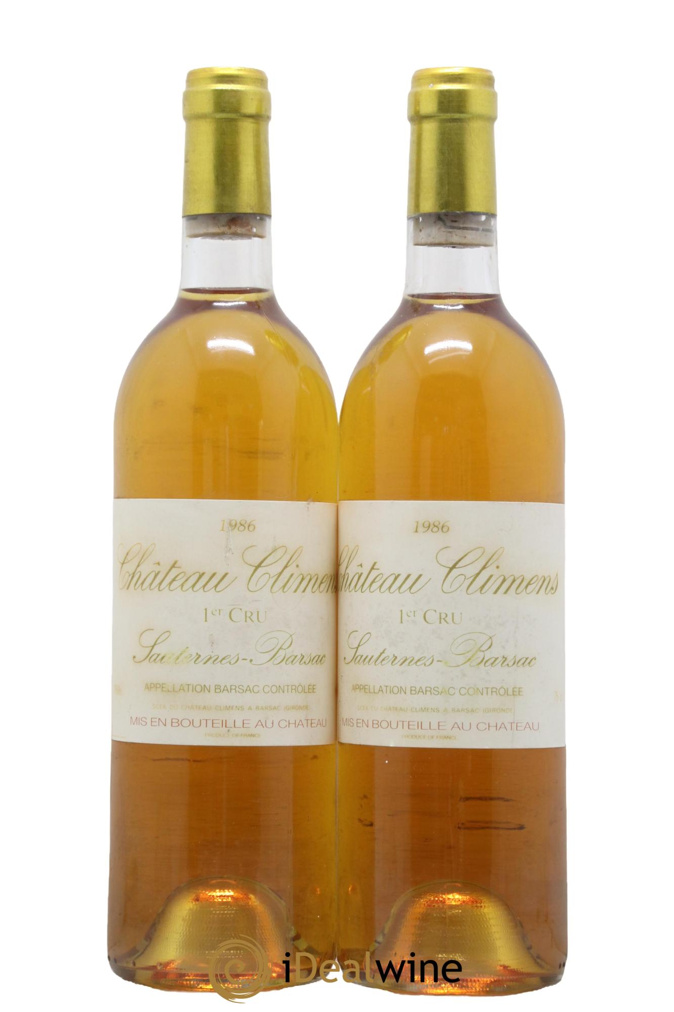 Château Climens 1er Grand Cru Classé 1986 - Posten von 2 Flaschen - 0