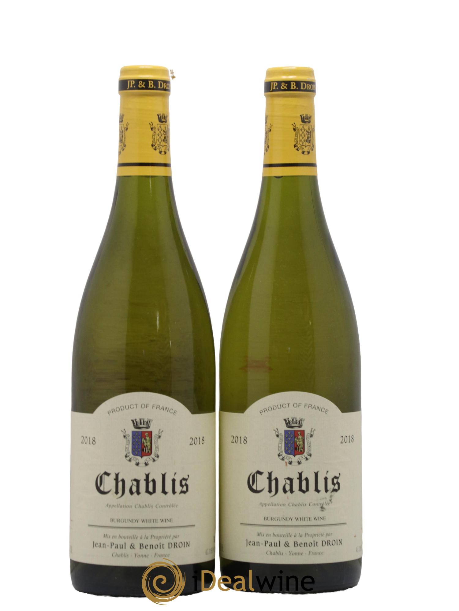 Chablis Jean-Paul & Benoît Droin (Domaine) 2018 - Lot of 2 bottles - 0