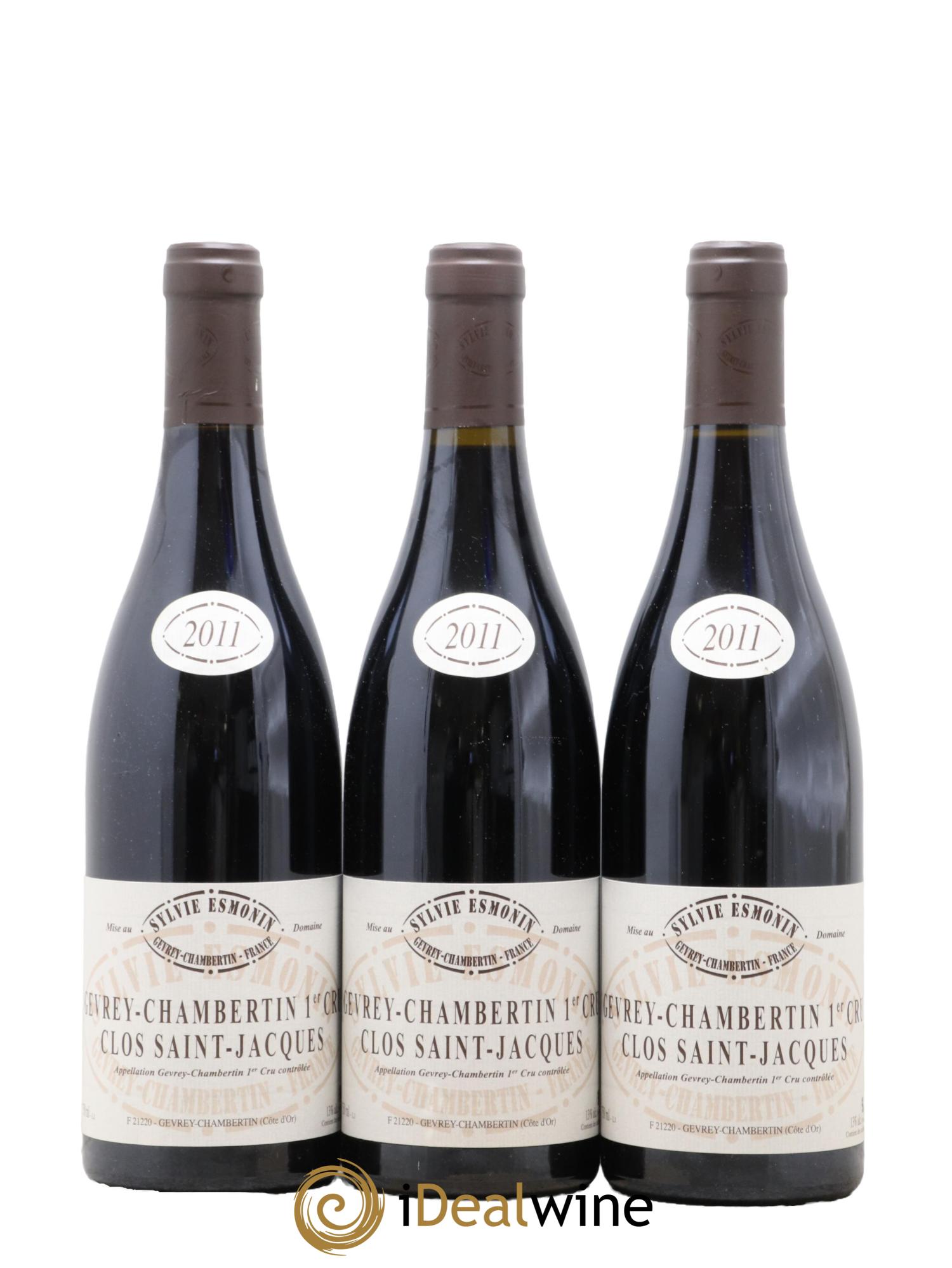 Gevrey-Chambertin 1er Cru Clos Saint Jacques Sylvie Esmonin 2011 - Lot de 3 bouteilles - 0