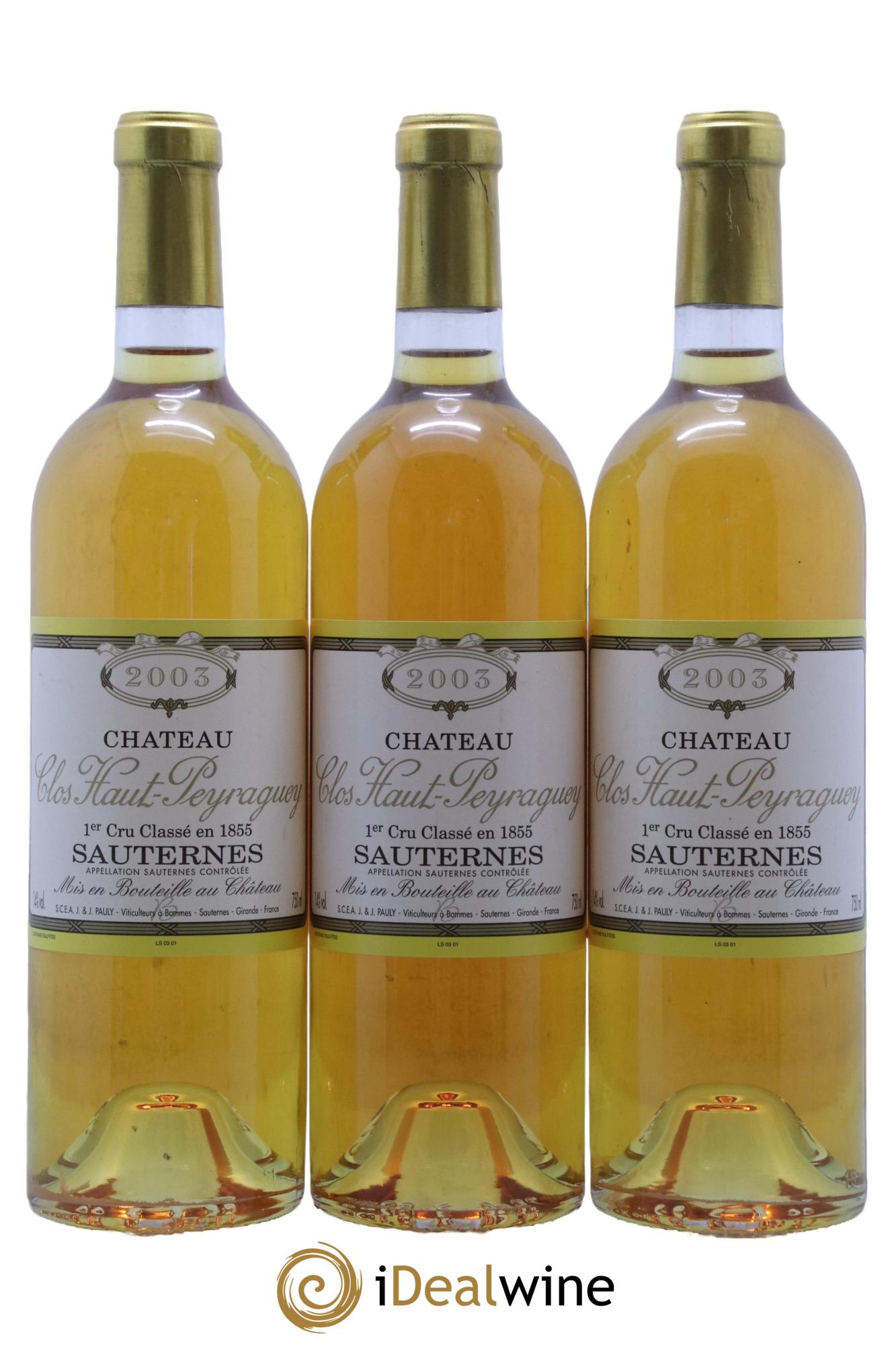 Clos Haut-Peyraguey 1er Grand Cru Classé  2003 - Lot of 12 bottles - 1