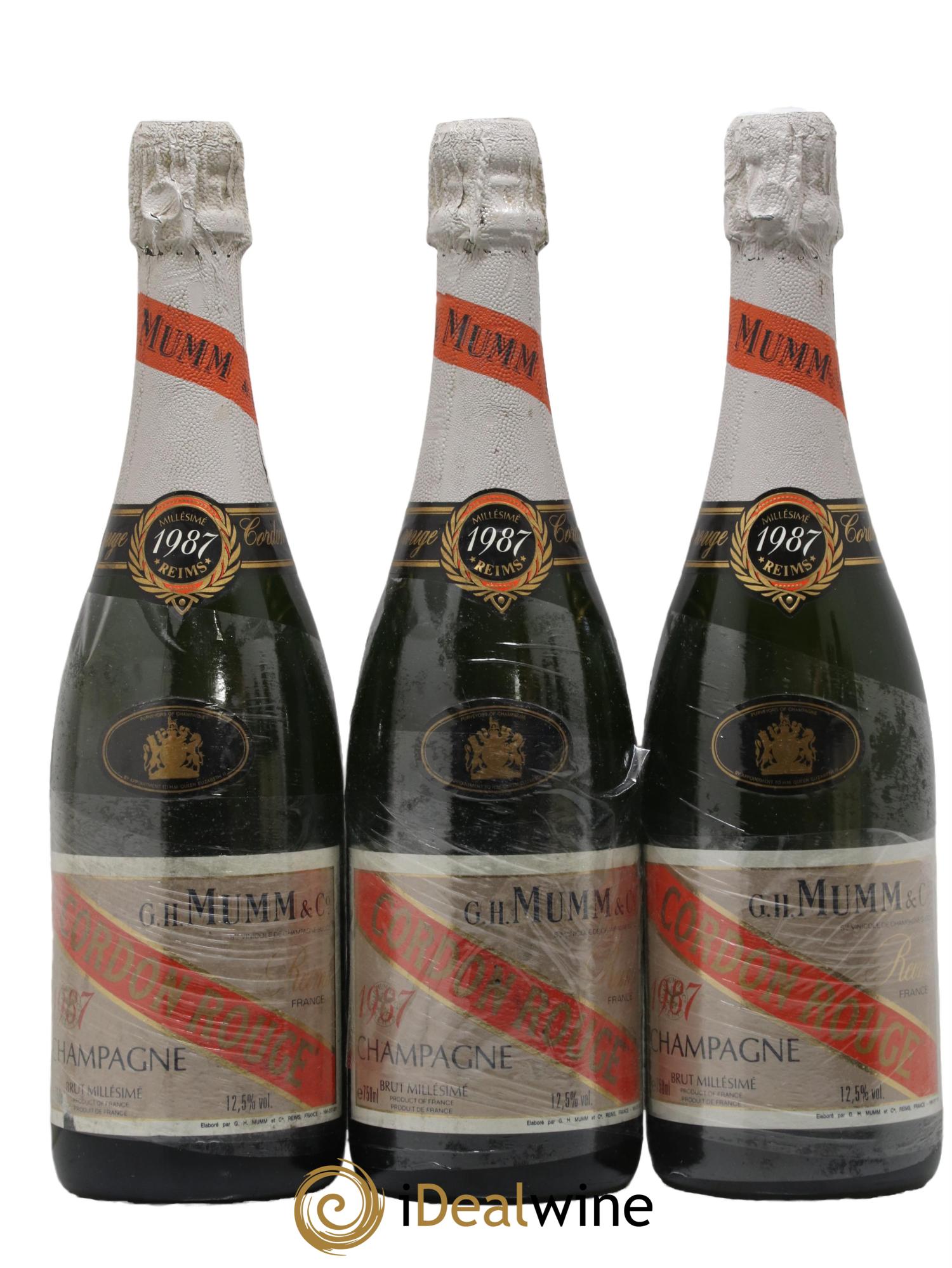 Cordon Rouge Mumm 1987 - Lot of 3 bottles - 0