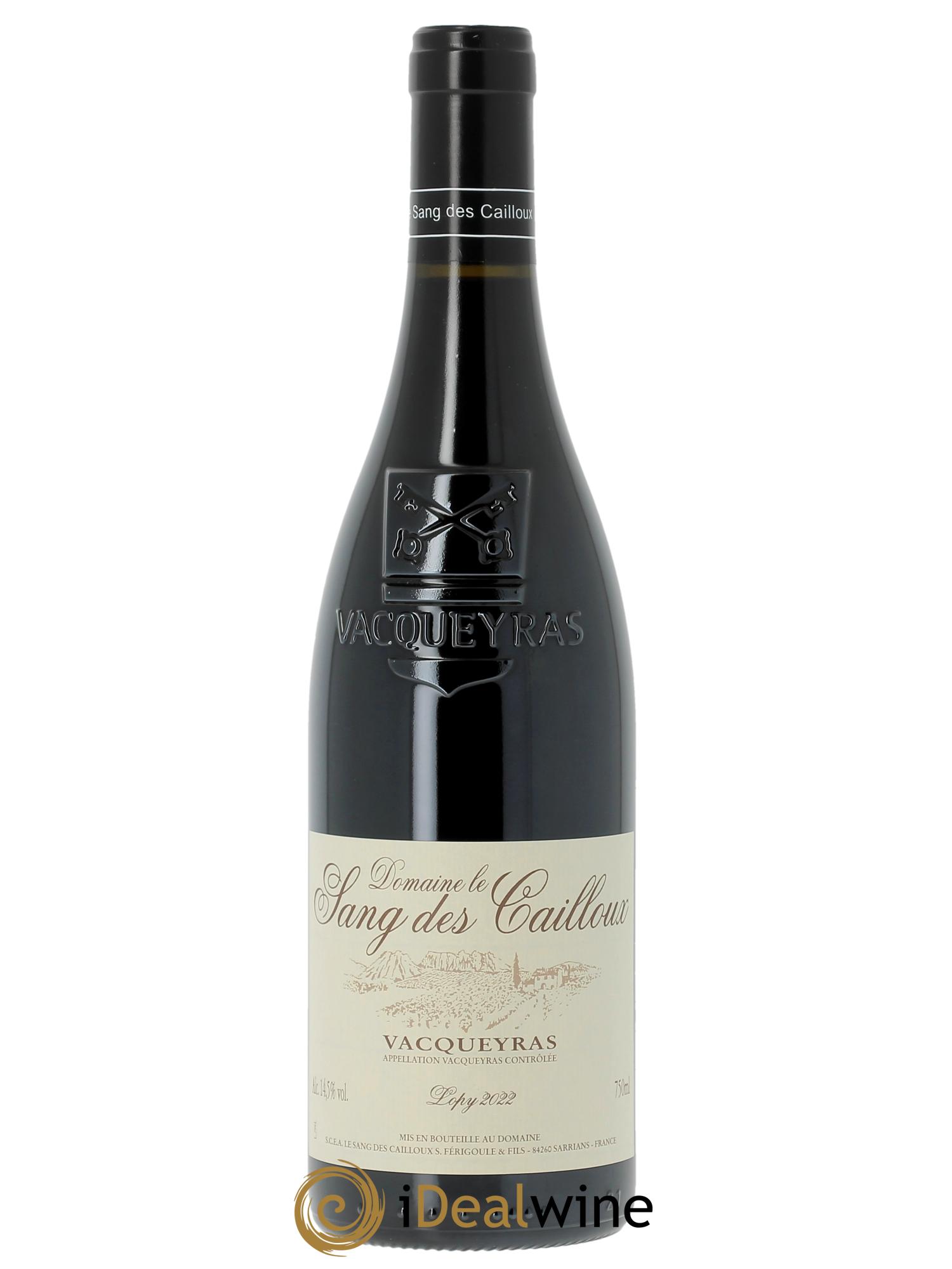 Vacqueyras Cuvée de Lopy Vieilles Vignes Le Sang des Cailloux  2022 - Lot de 1 bouteille - 0