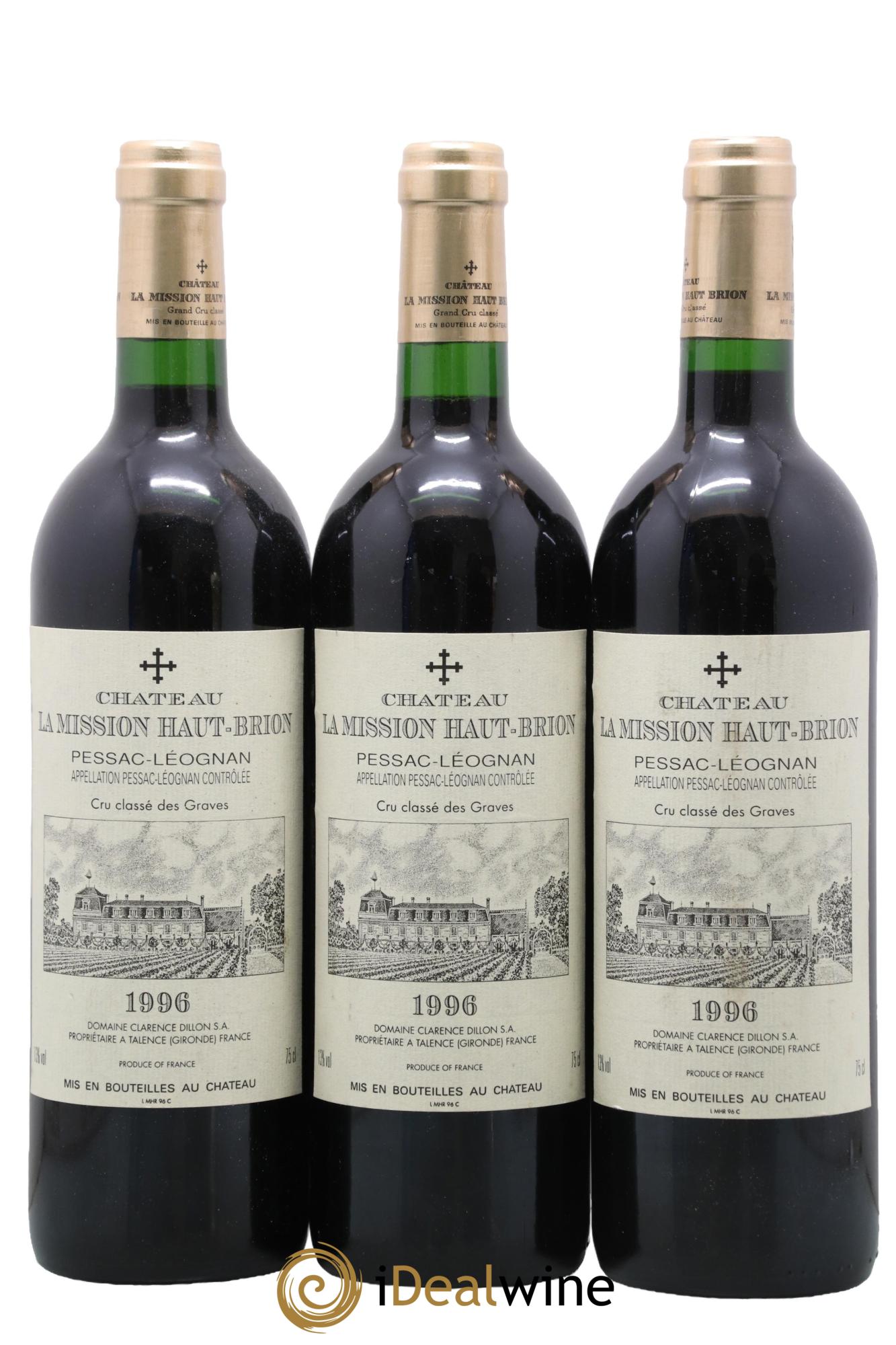 Château la Mission Haut-Brion Cru Classé de Graves 1996 - Lotto di 3 bottiglie - 0