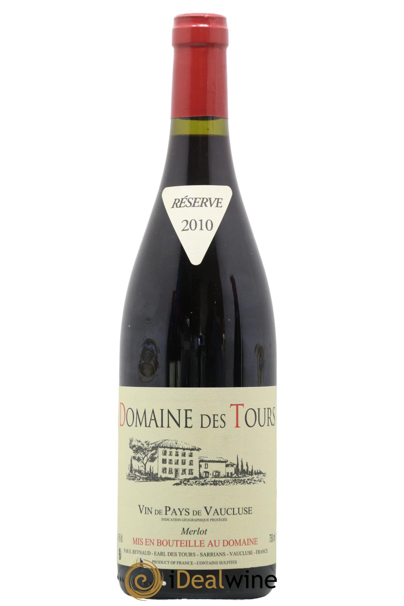 IGP Pays du Vaucluse (Vin de Pays du Vaucluse) Domaine des Tours Merlot Emmanuel Reynaud 2010 - Lot de 1 bouteille - 0