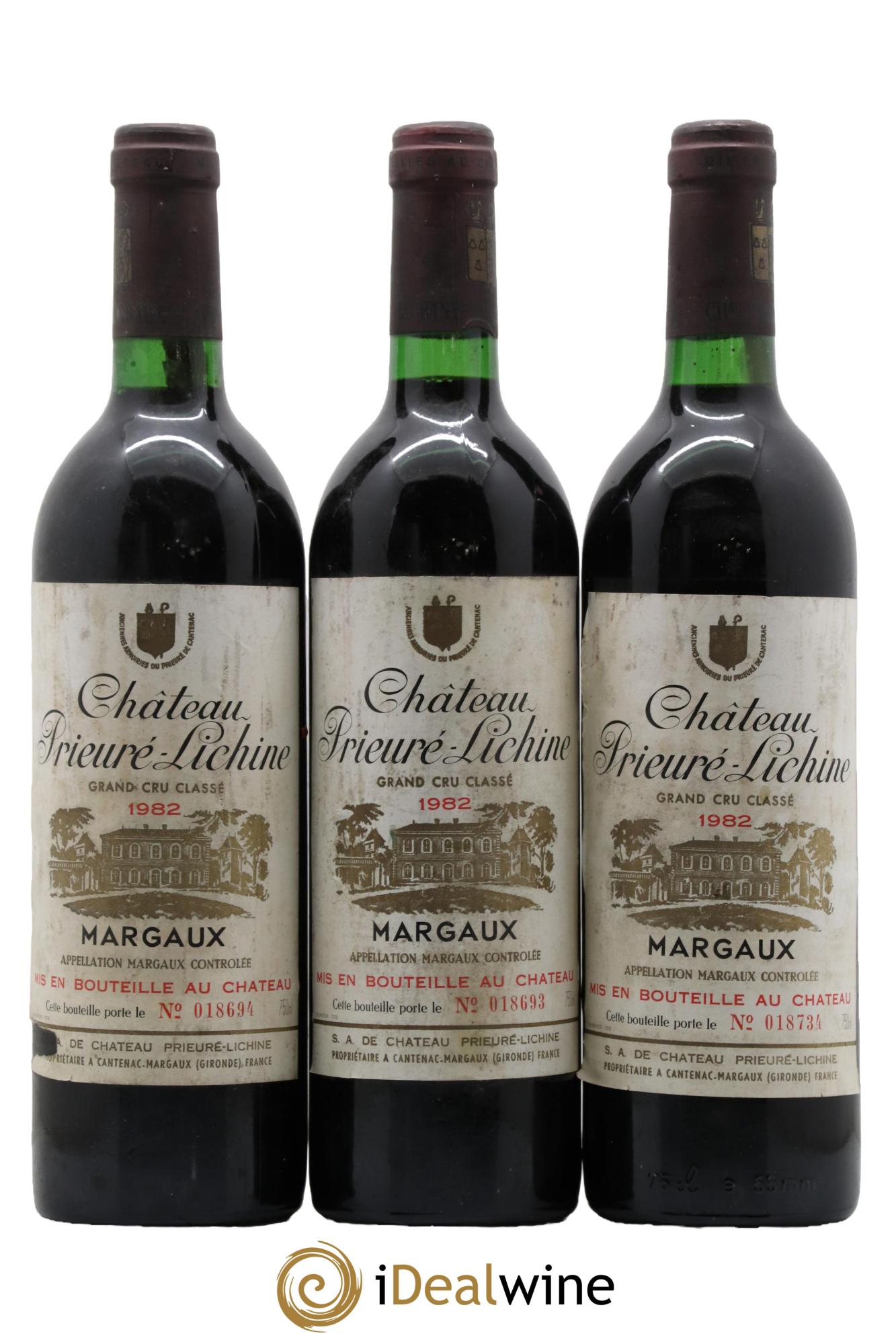 Château Prieuré Lichine 4ème Grand Cru Classé 1982 - Posten von 3 Flaschen - 0