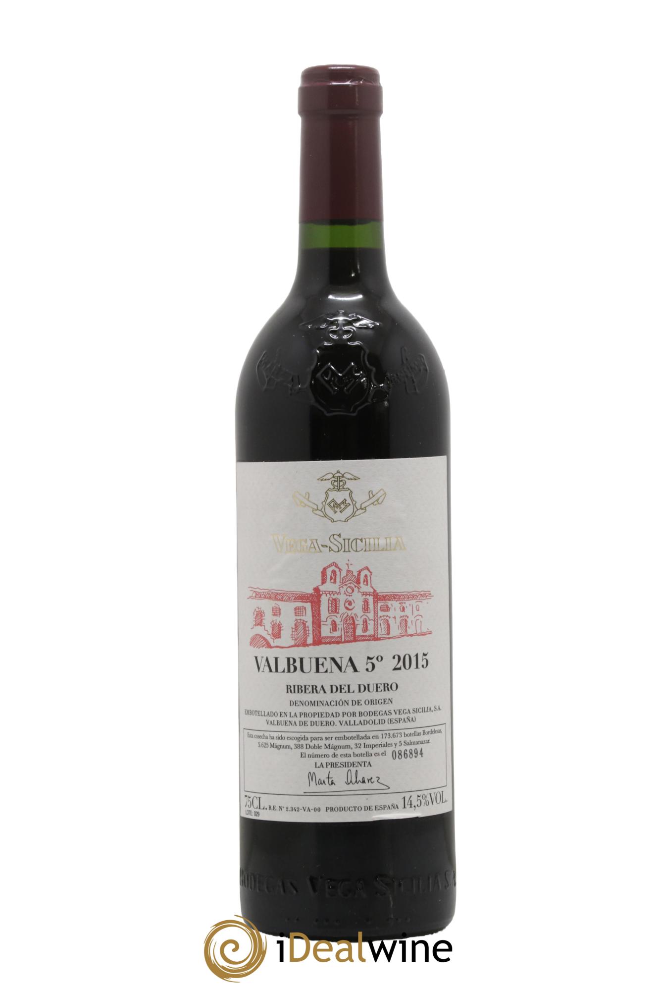 Ribera Del Duero DO Vega Sicilia Valbuena 5 ano Famille Alvarez 2015 - Posten von 1 Flasche - 0