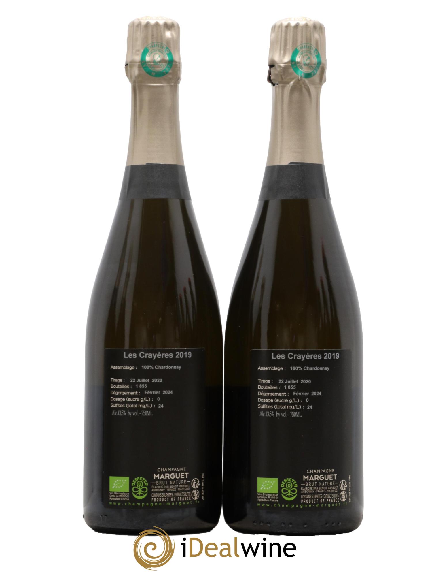 Champagne Les Crayères Chardonnay Marguet 2019 - Lotto di 2 bottiglie - 1