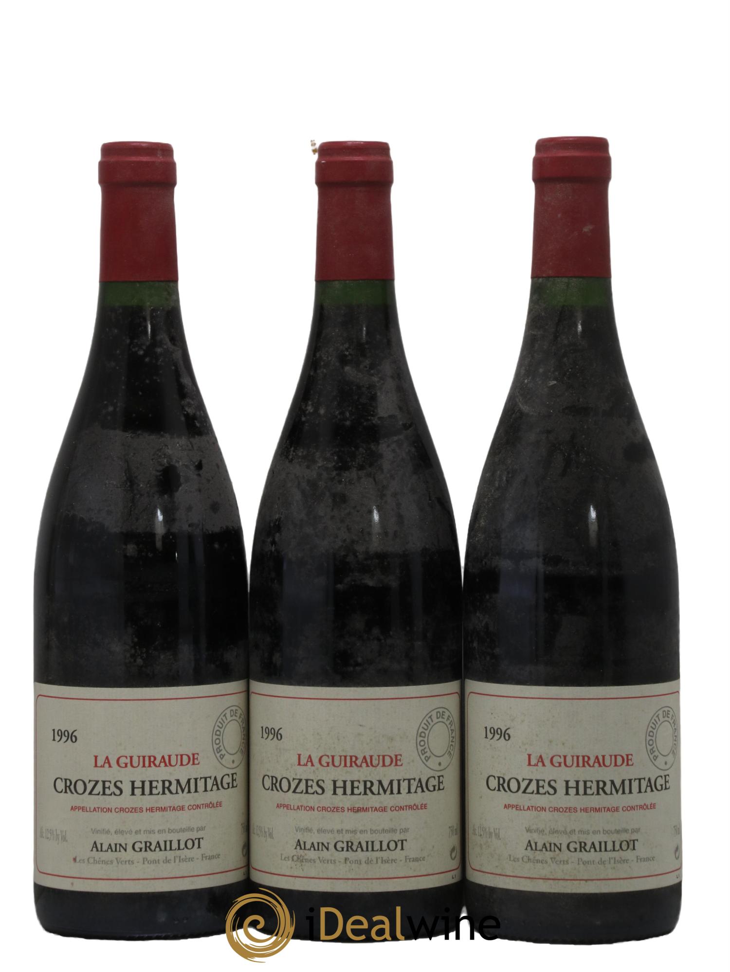 Crozes-Hermitage La Guiraude Domaine Graillot 1996 - Lot de 3 bouteilles - 0