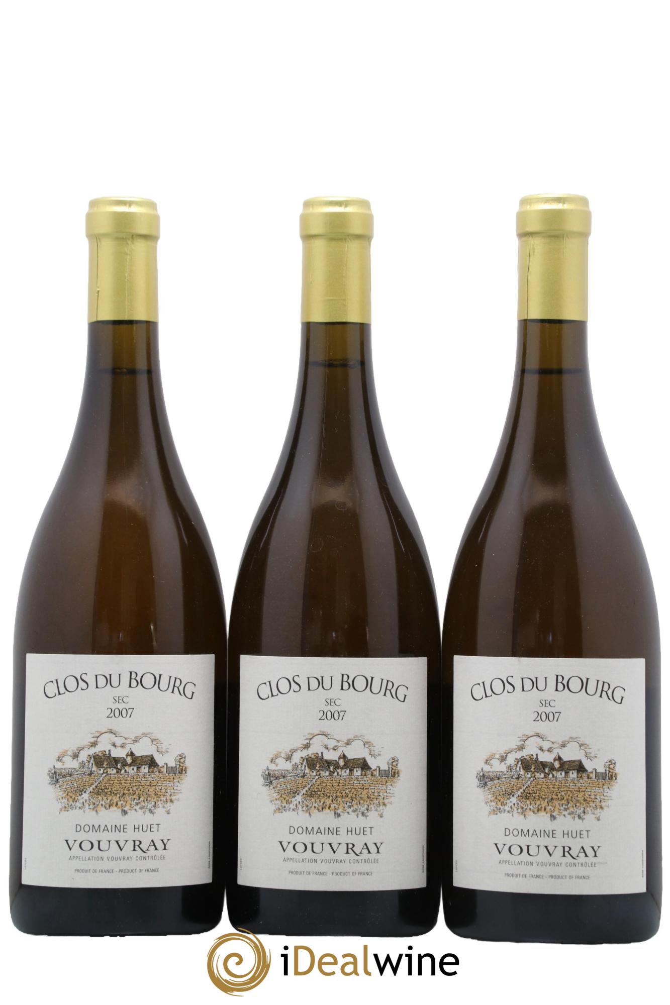 Vouvray Clos du Bourg Sec Domaine Huet 2007 - Lot de 3 bouteilles - 0