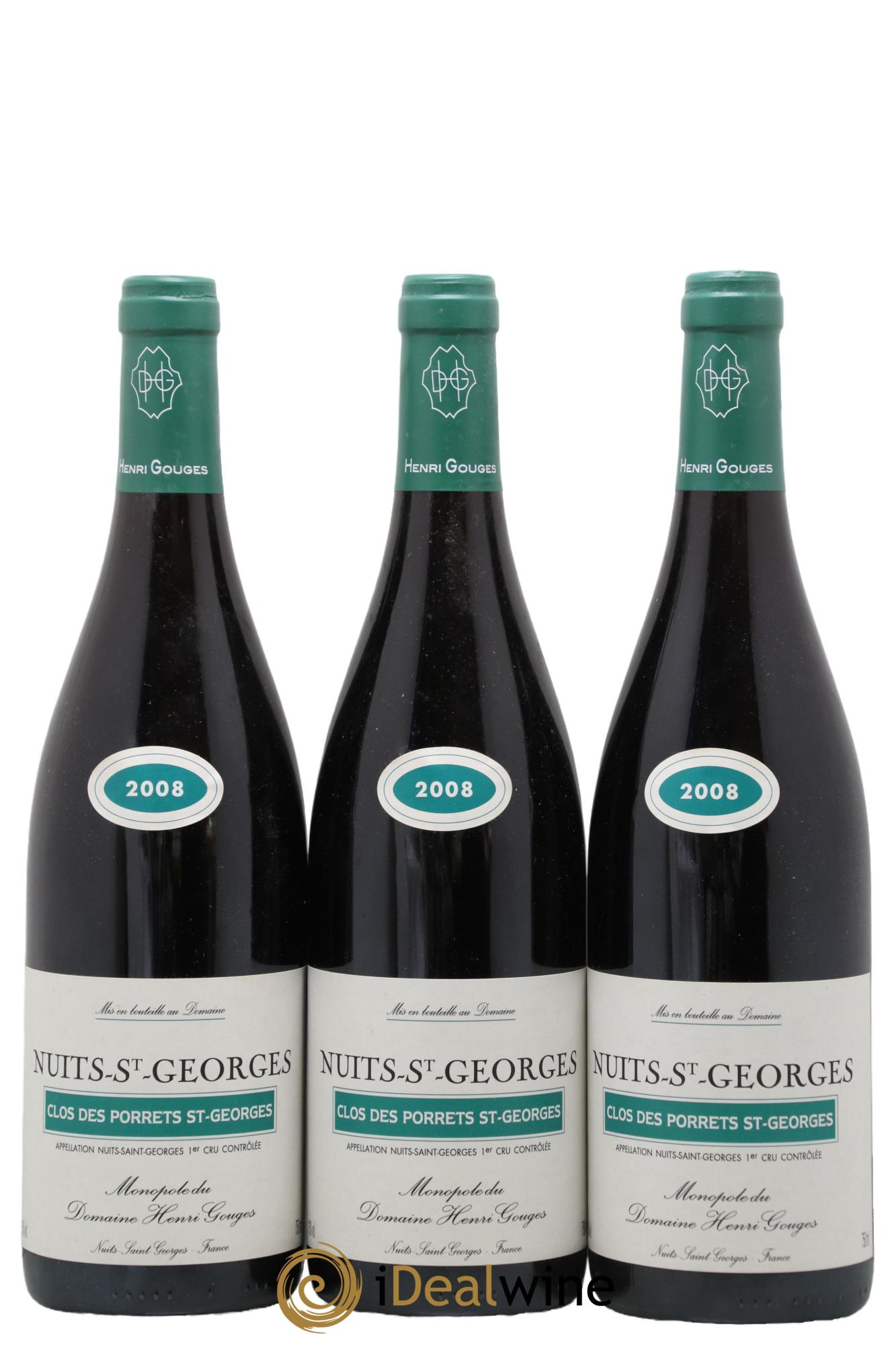 Nuits Saint-Georges 1er Cru Clos des Porrets St Georges Henri Gouges 2008 - Lot de 3 bouteilles - 0