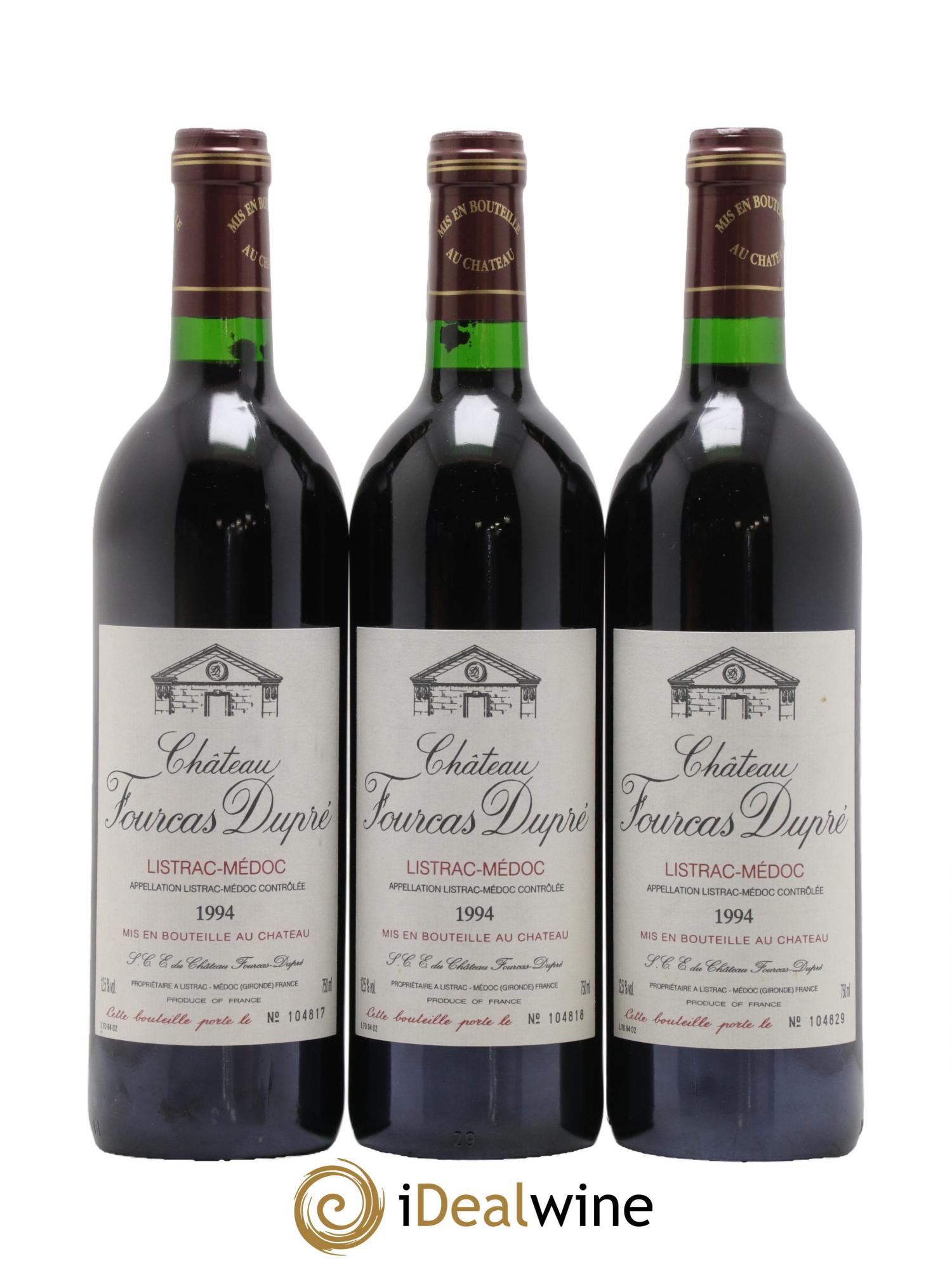 Château Fourcas Dupré 1994 - Lot of 3 bottles - 0