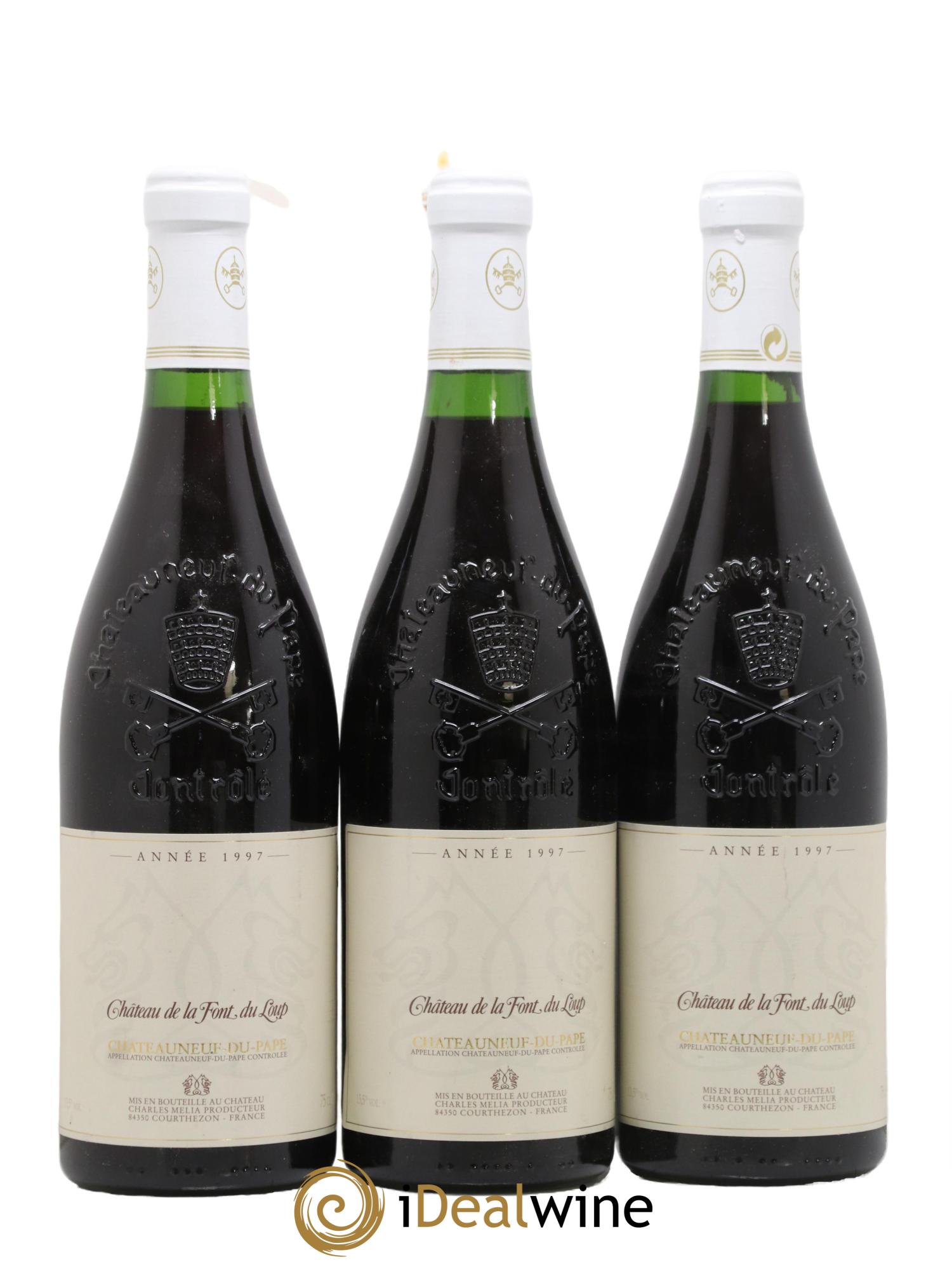 Châteauneuf-du-Pape Château De La Font Loup 1997 - Lot of 3 bottles - 0