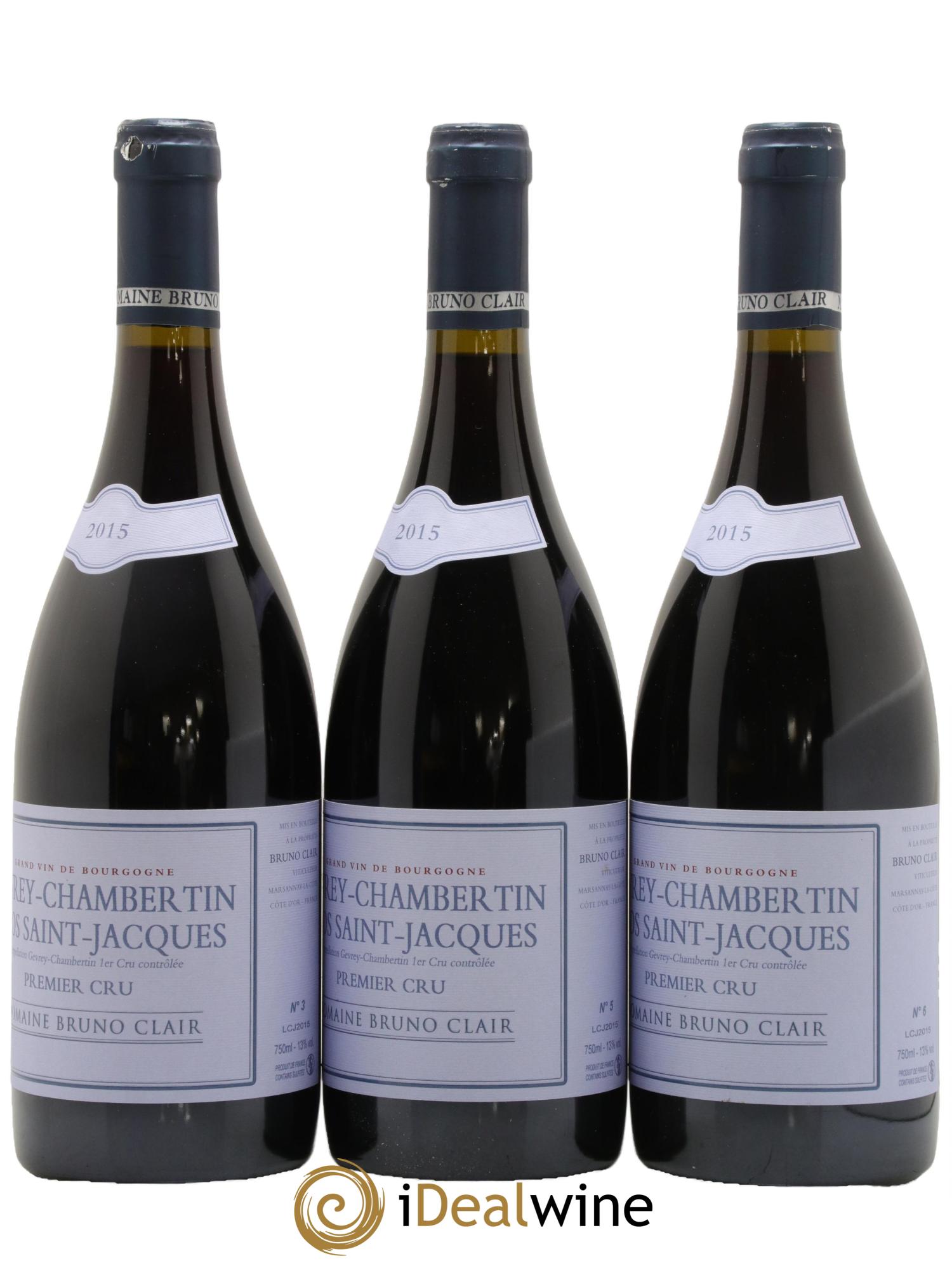 Gevrey-Chambertin 1er Cru Clos Saint-Jacques Bruno Clair (Domaine) 2015 - Posten von 3 Flaschen - 1