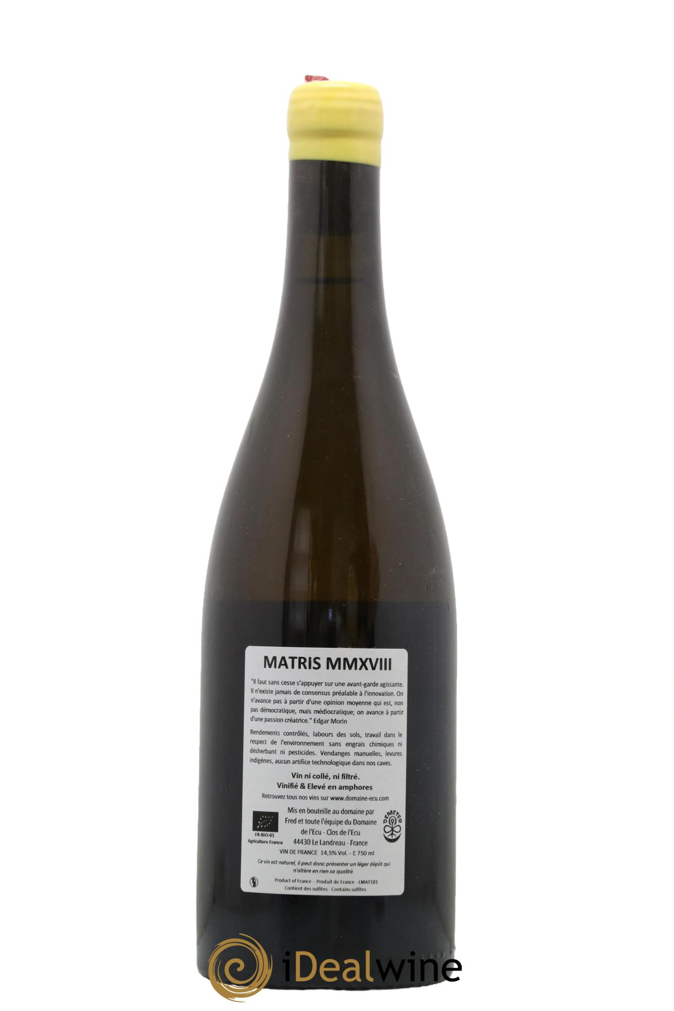 Vin de France Matris Domaine de L'Ecu 2018 - Lot de 1 bouteille - 1