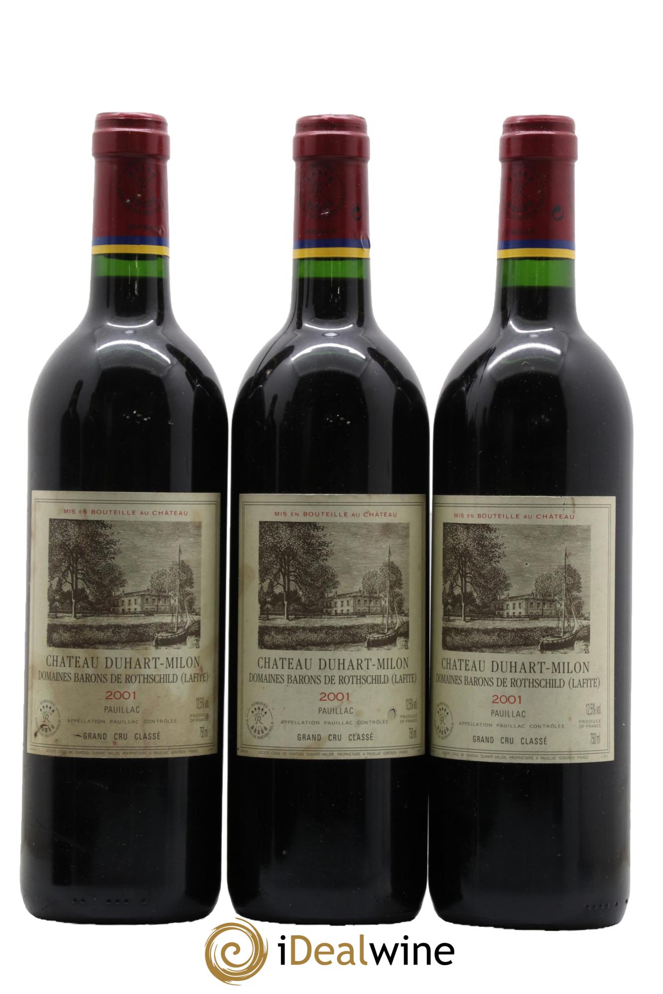 Château Duhart-Milon 4ème Grand Cru Classé 2001 - Lotto di 3 bottiglie - 0