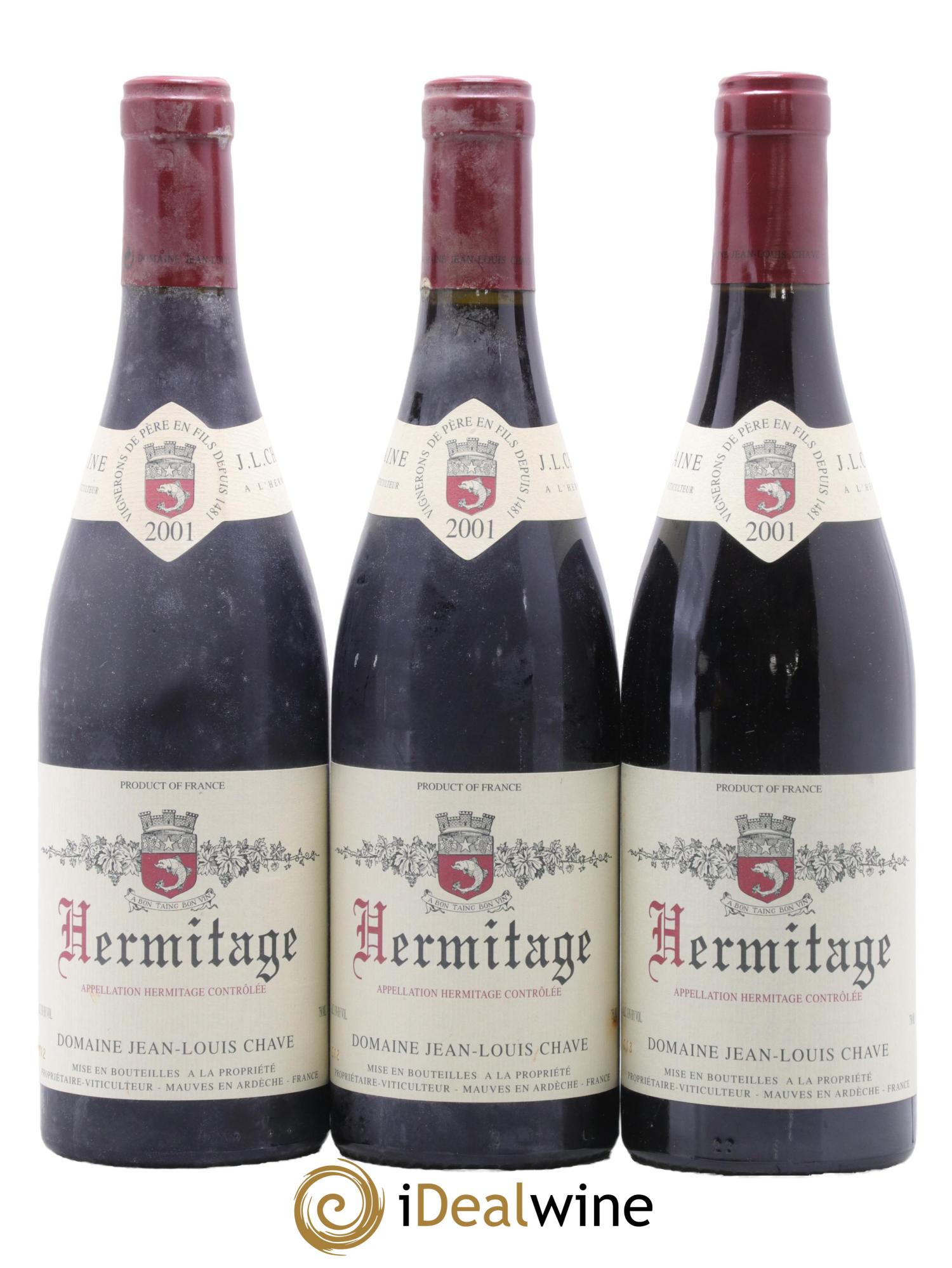 Hermitage Jean-Louis Chave 2001 - Lot of 3 bottles - 0