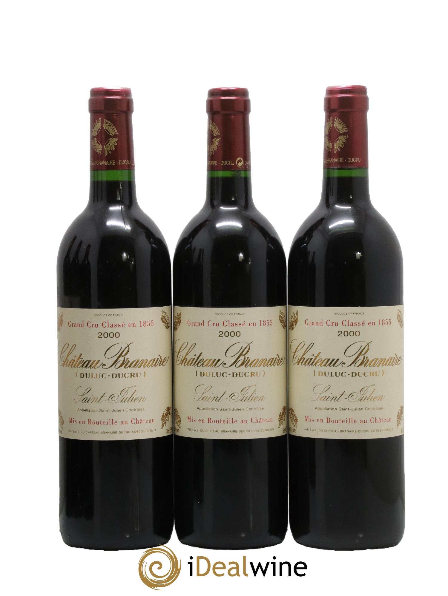 Château Branaire Ducru 4ème Grand Cru Classé 2000 - Lotto di 3 bottiglie - 0