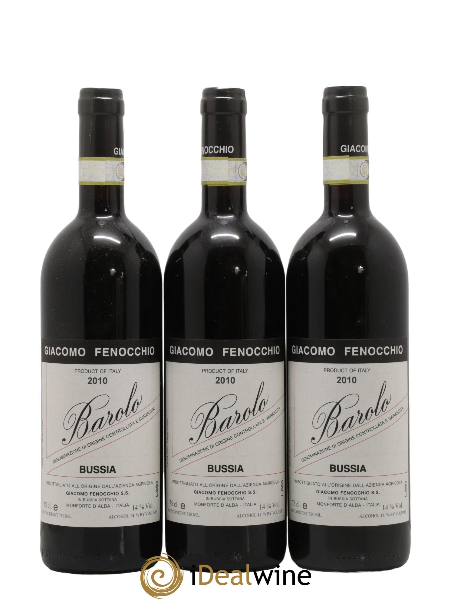 Barolo DOCG Bussia Giacomo Fenocchio 2010 - Lot de 3 bouteilles - 0