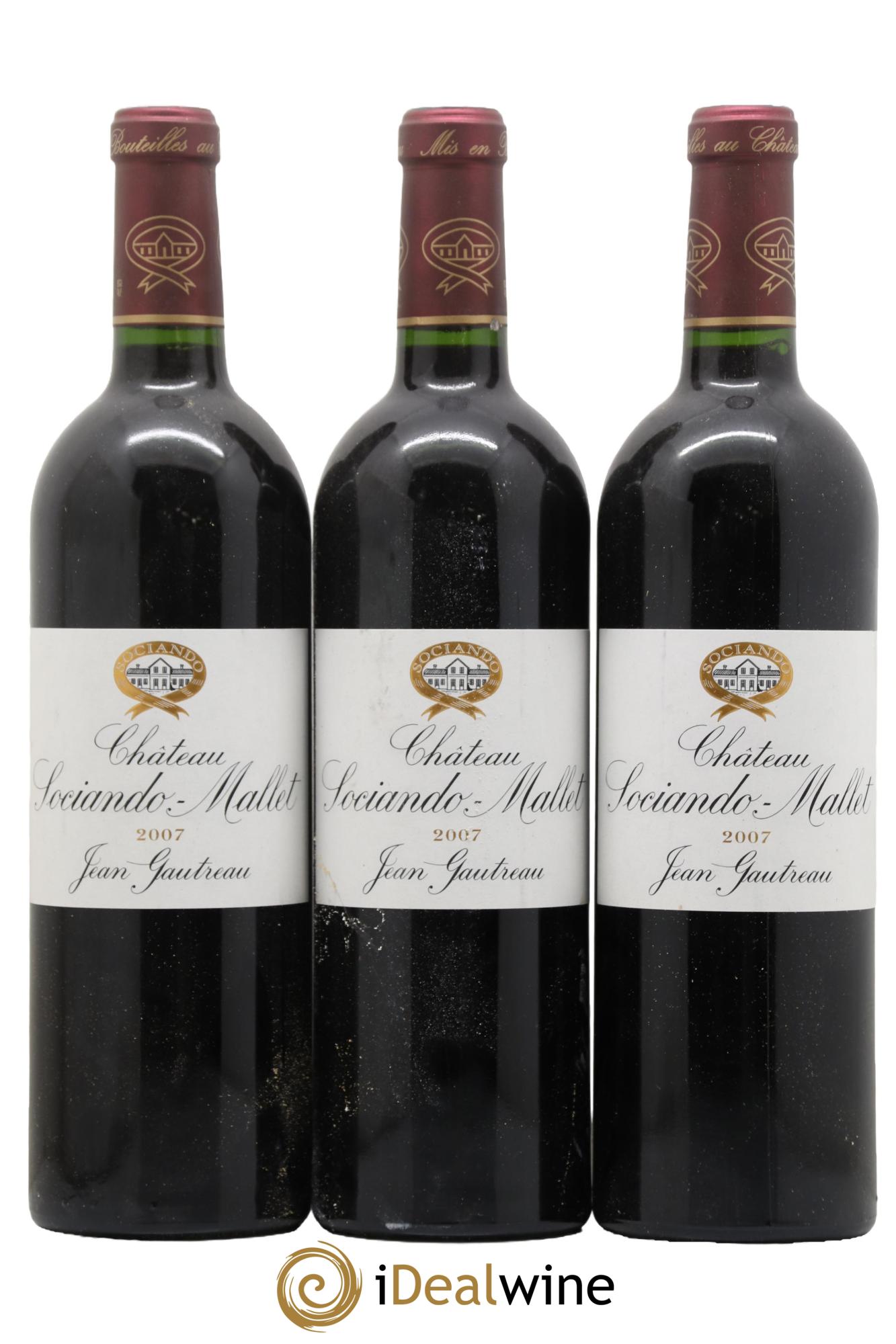 Château Sociando Mallet 2007 - Lot de 3 bouteilles - 0