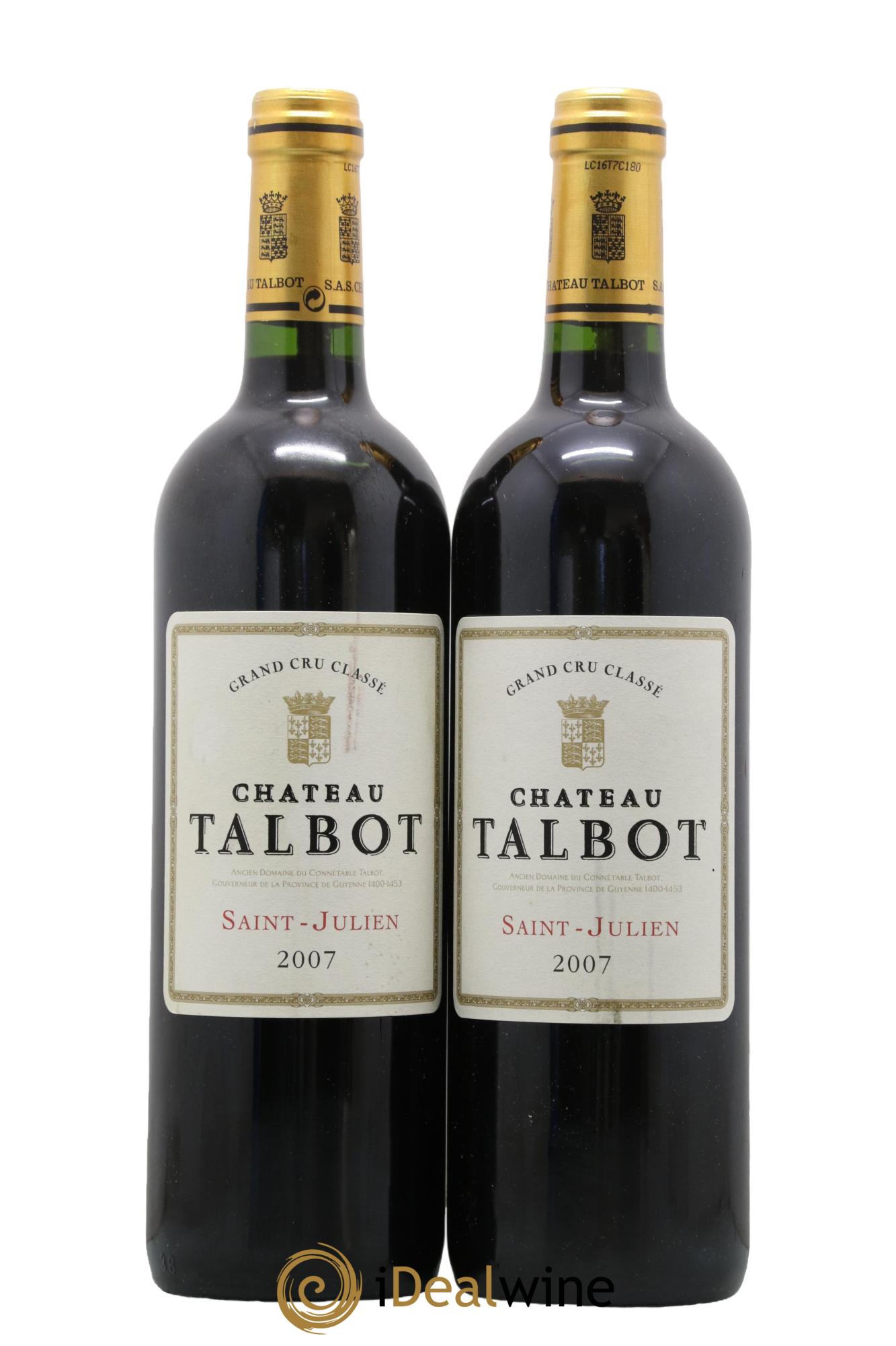 Château Talbot 4ème Grand Cru Classé 2007 - Posten von 2 Flaschen - 0