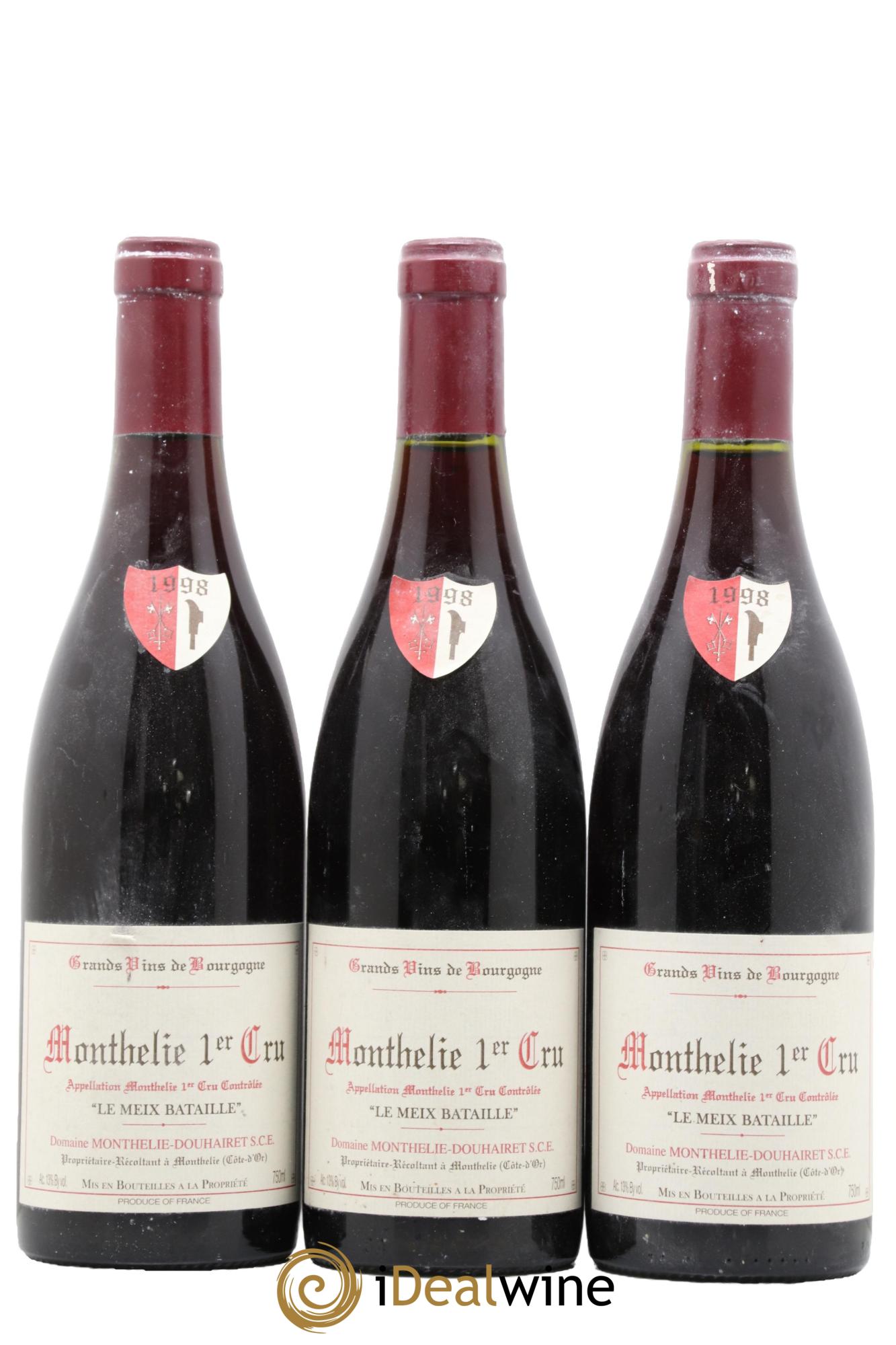 Monthélie 1er Cru Le Meix Bataille Domaine Monthélie Douhairet 1998 - Lotto di 3 bottiglie - 0