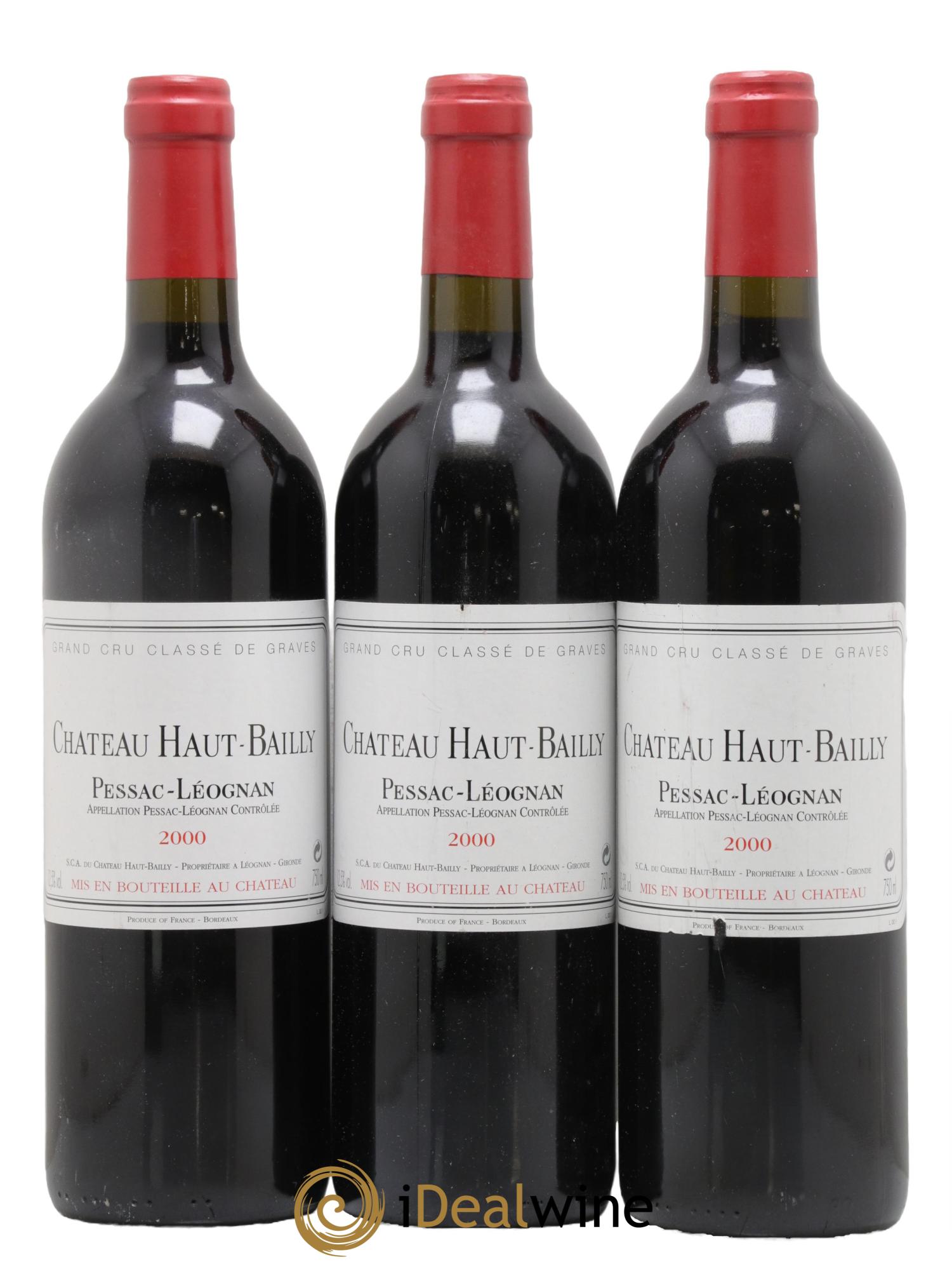 Château Haut-Bailly Cru Classé de Graves 2000 - Lot de 3 bouteilles - 0