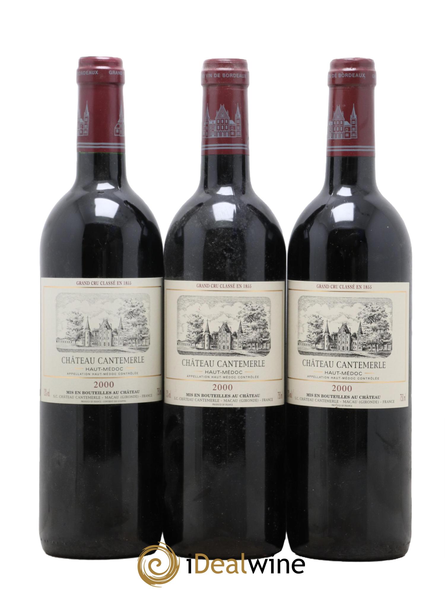 Château Cantemerle 5ème Grand Cru Classé 2000 - Lot de 3 bouteilles - 0