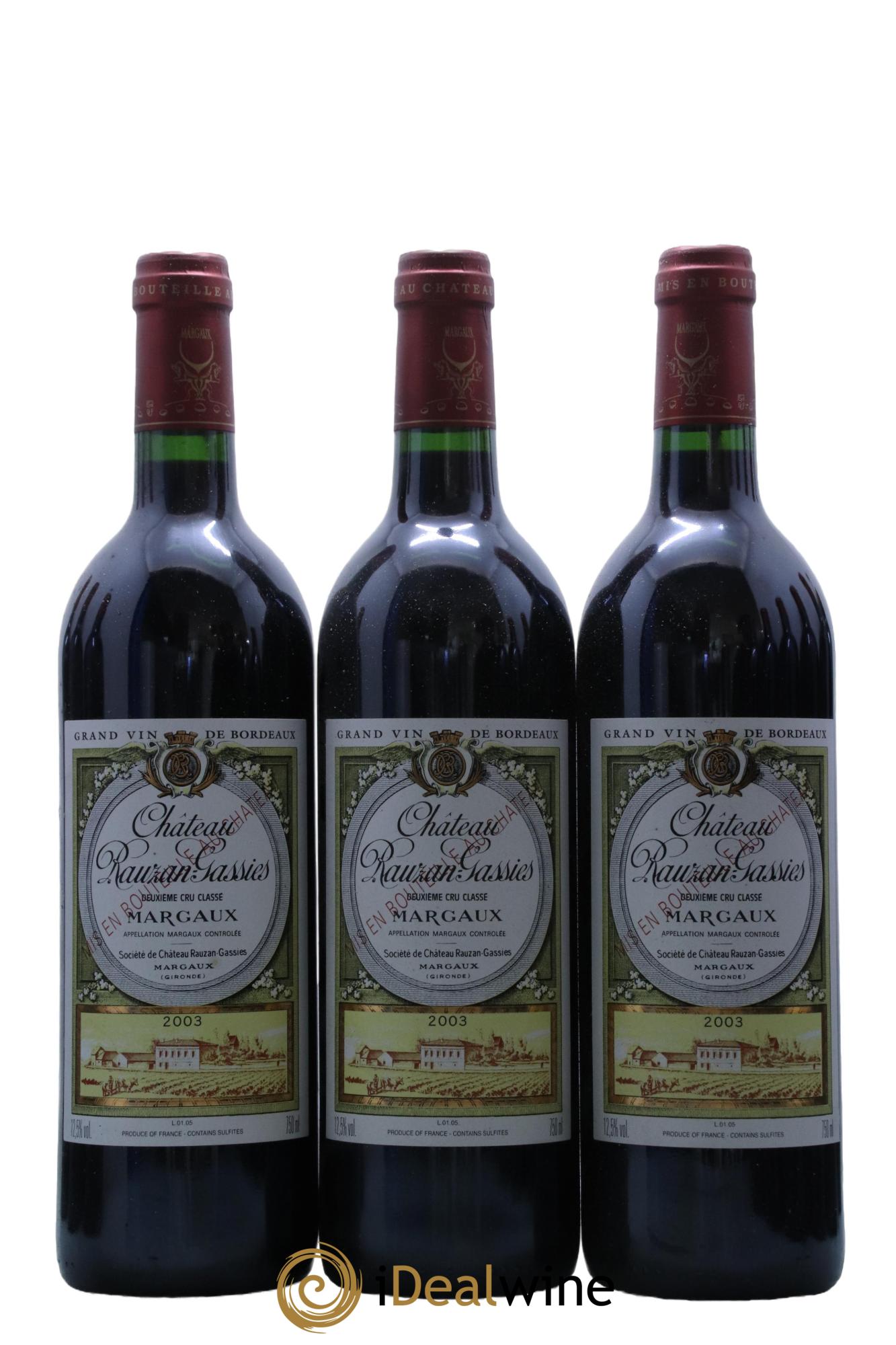 Château Rauzan-Gassies 2ème Grand Cru Classé  2003 - Posten von 12 Flaschen - 1