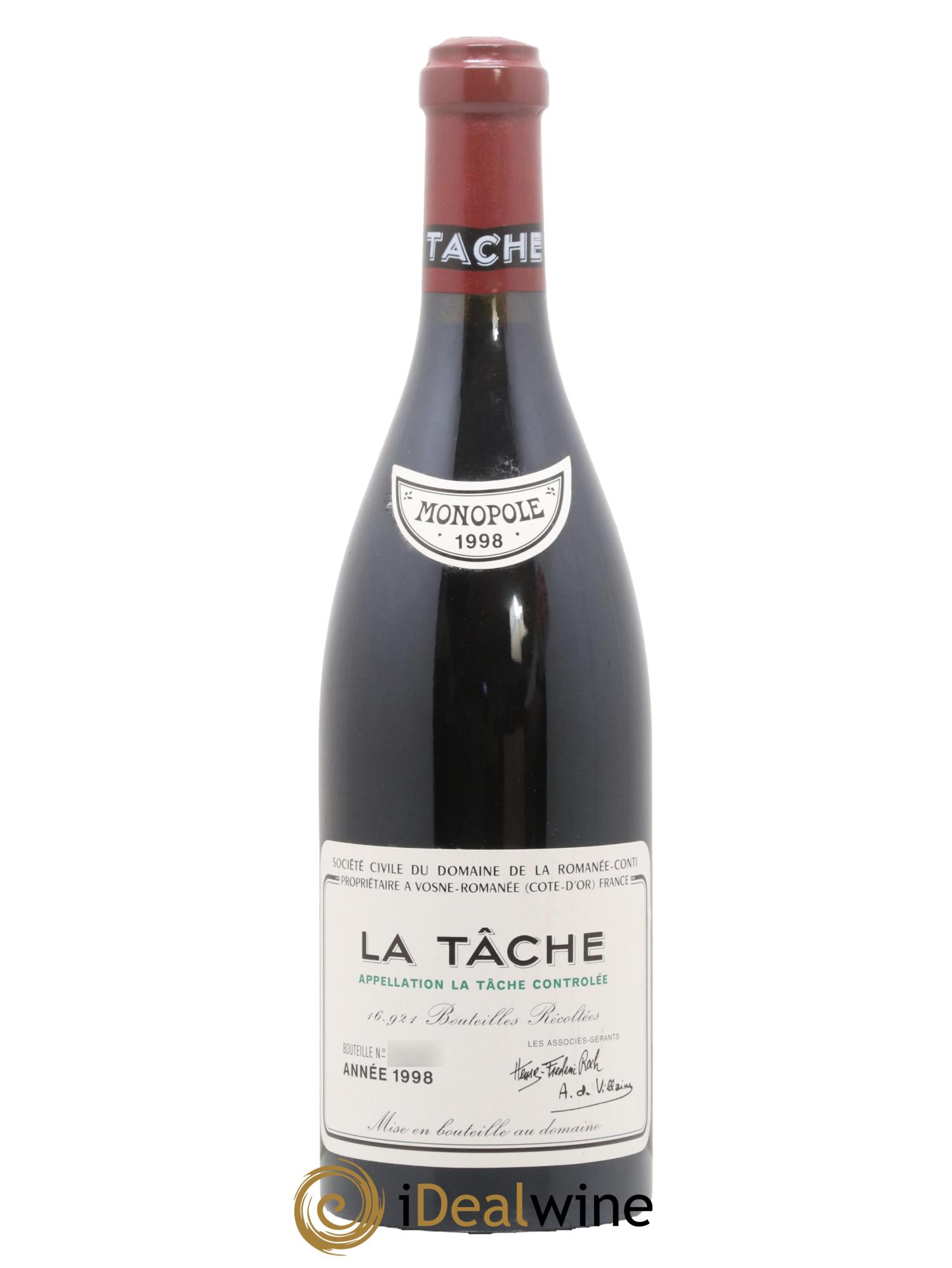 La Tâche Grand Cru Domaine de la Romanée-Conti 1998 - Lot de 1 bouteille - 0