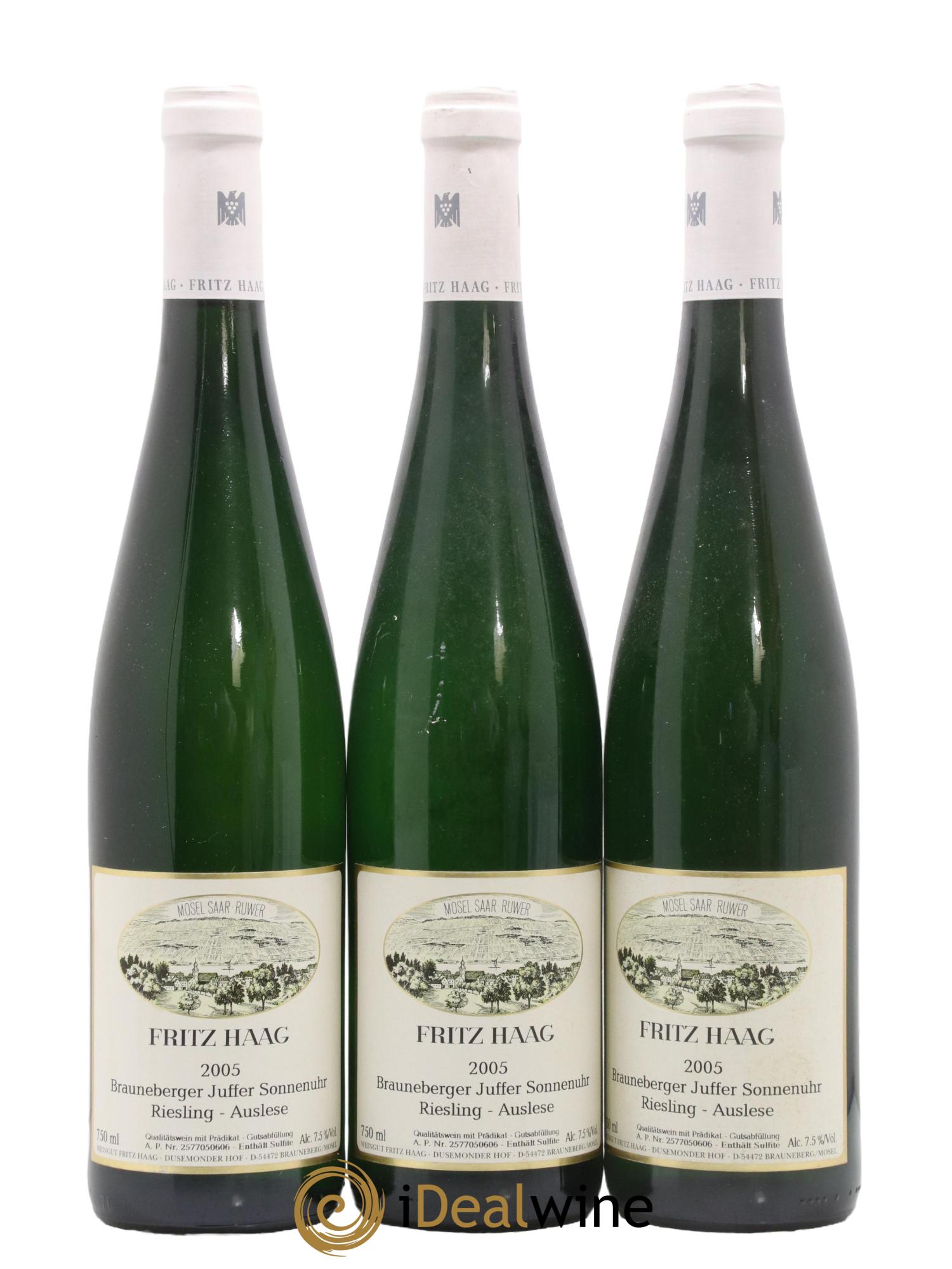 Riesling Fritz Haag Brauneberger Juffer Sonnenuhr Auslese 2005 - Lotto di 3 bottiglie - 0