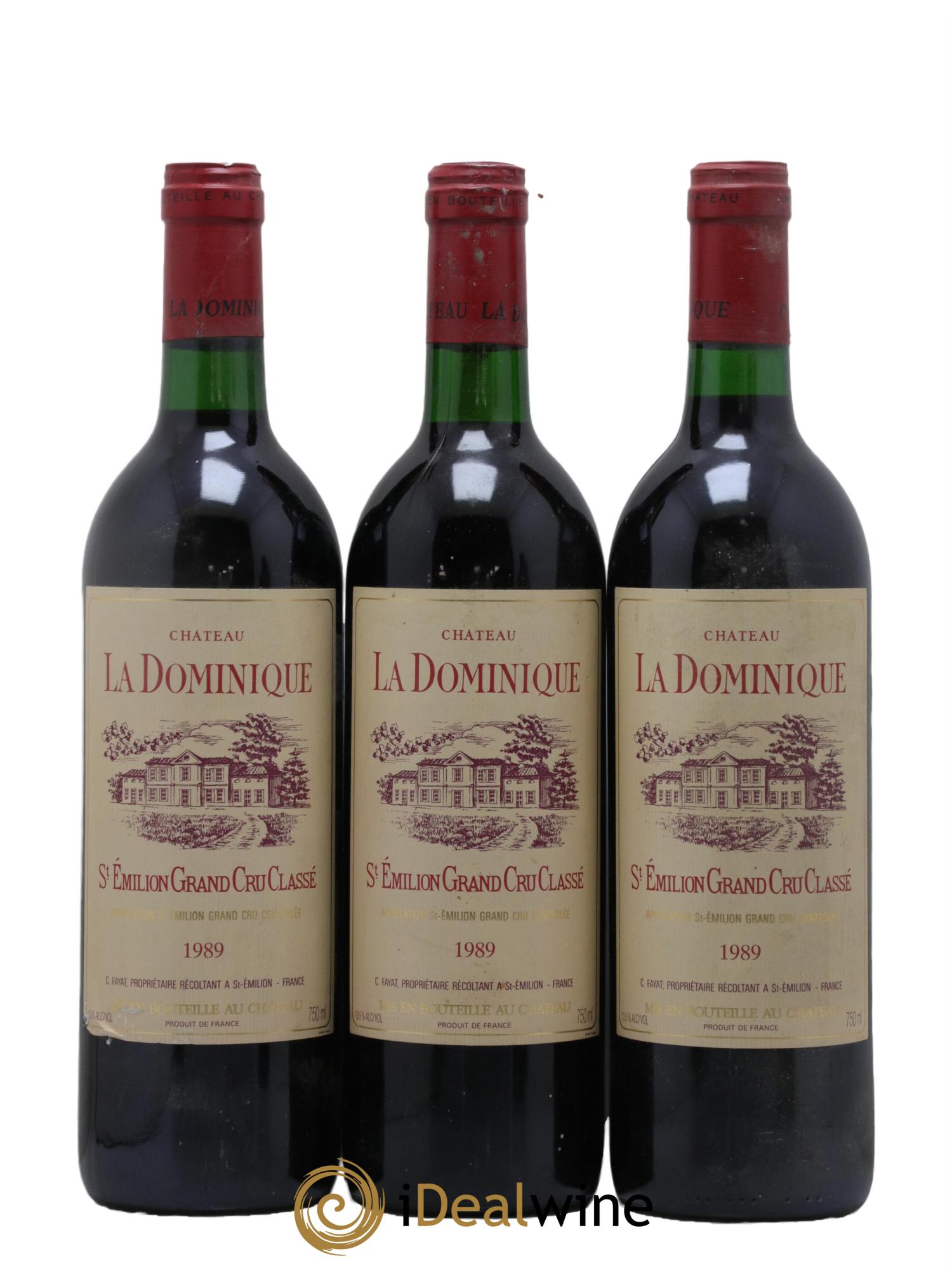 Château la Dominique Grand Cru Classé 1989 - Lotto di 3 bottiglie - 0