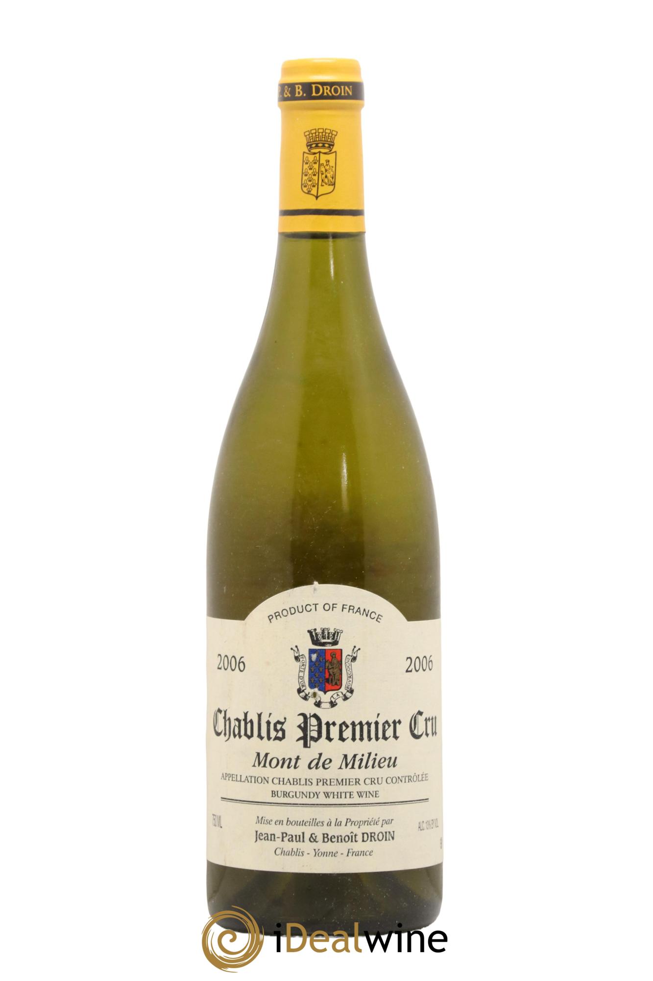 Chablis 1er Cru Mont de Milieu Jean-Paul & Benoît Droin (Domaine) 2006 - Lot de 1 bouteille - 0