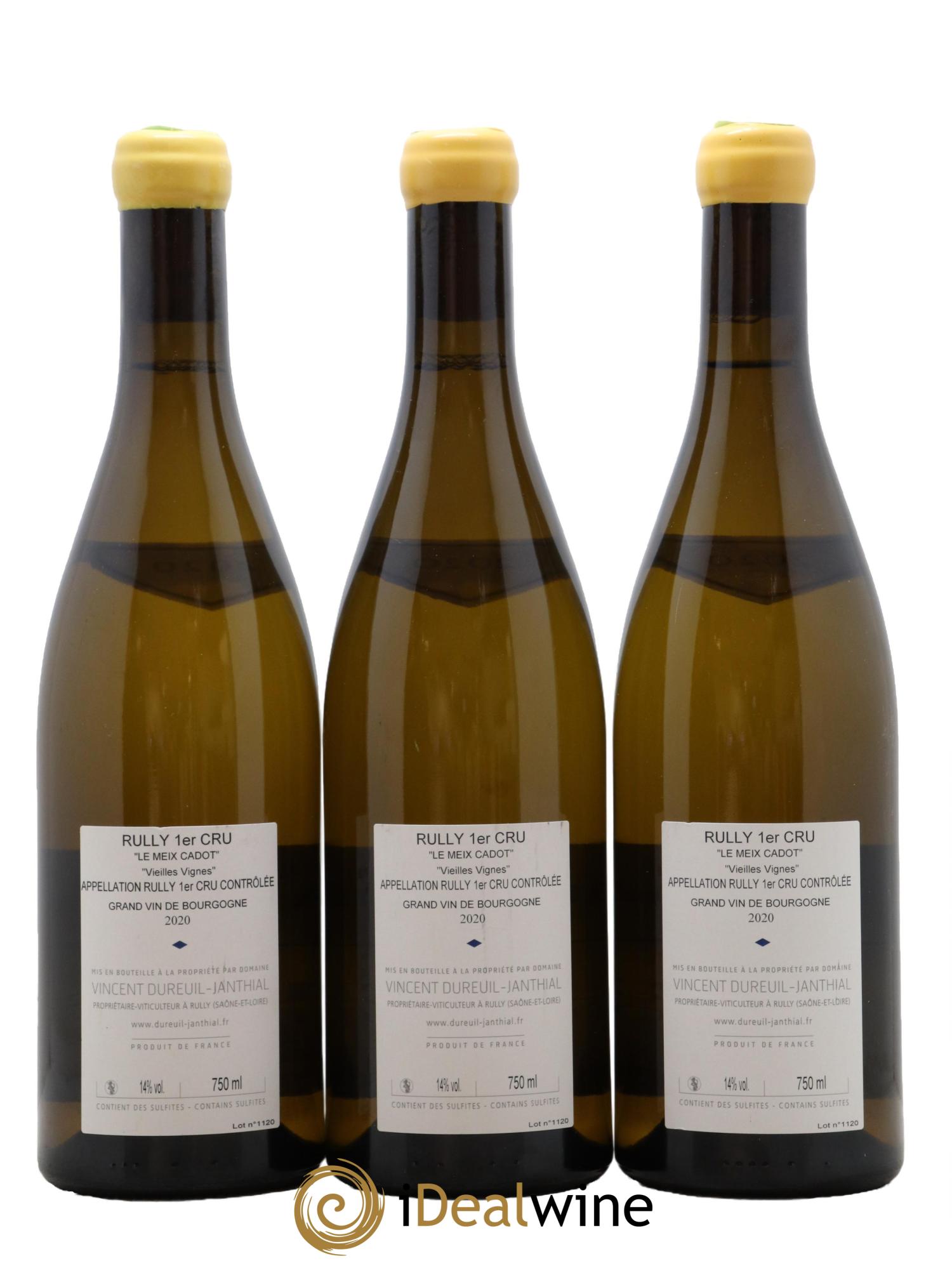 Rully 1er Cru Le Meix Cadot Vieilles Vignes Vincent Dureuil-Janthial 2020 - Lot of 3 bottles - 1