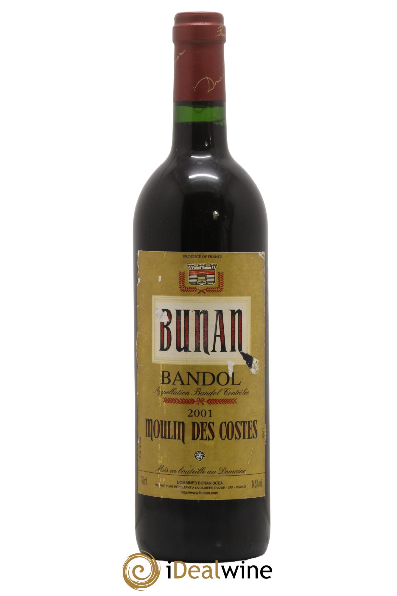 Bandol Moulin Des Costes Domaine Bunan 2001 - Lot de 1 bouteille - 0