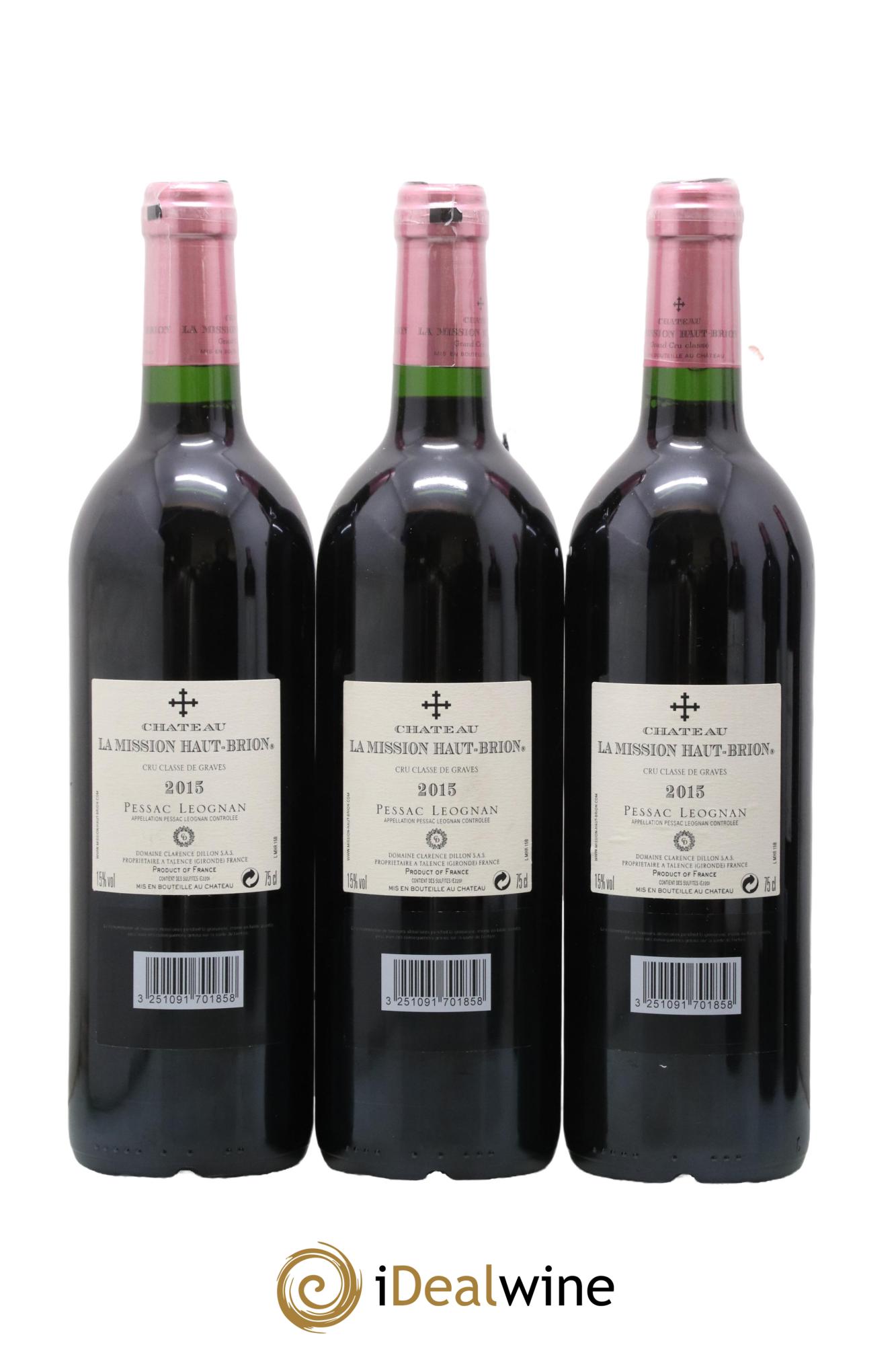 Château la Mission Haut-Brion Cru Classé de Graves 2015 - Posten von 6 Flaschen - 2